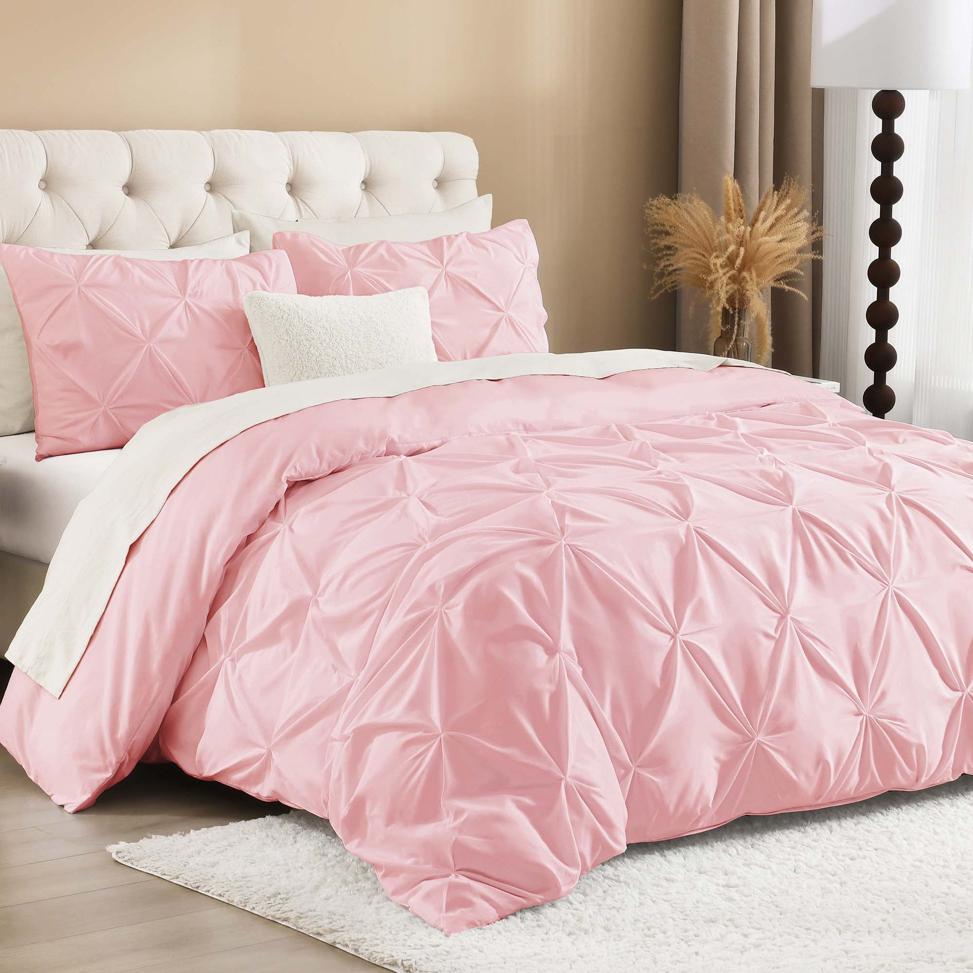 Pinch Pleat Pintuck Soft Microfiber 3 Pieces Duvet Cover Set - LITANIKA
