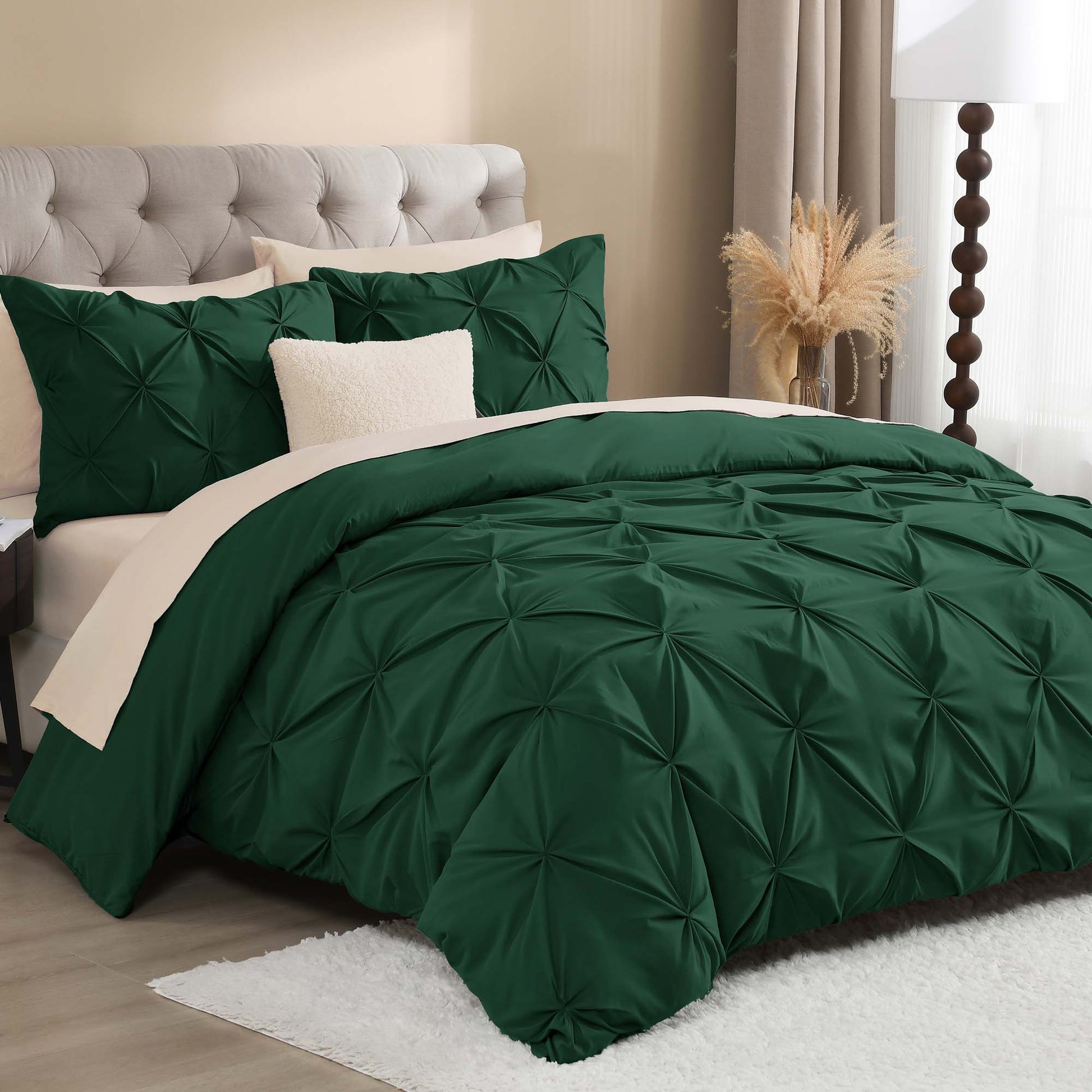 Pinch Pleat Pintuck Soft Microfiber 3 Pieces Duvet Cover Set - LITANIKA