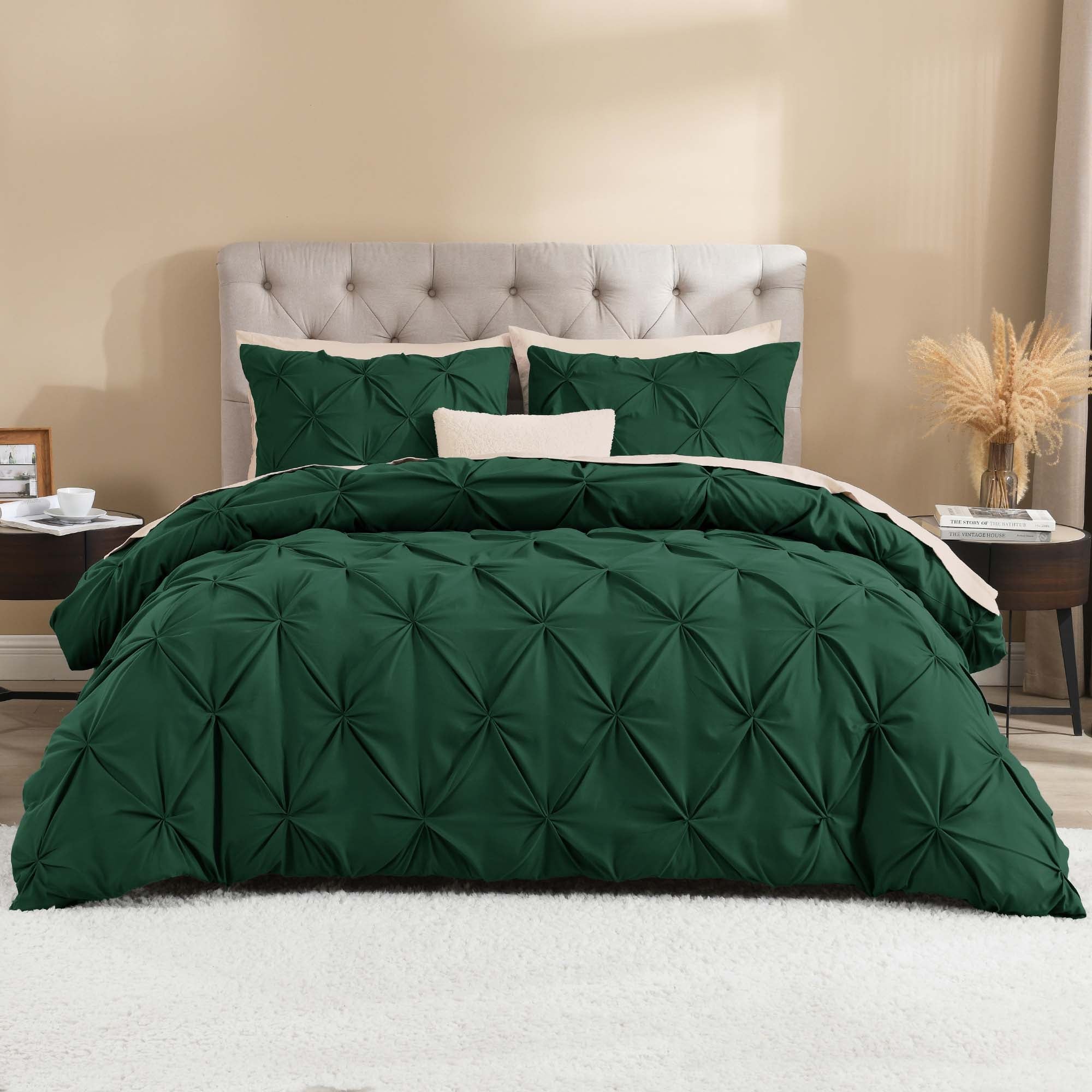 Pinch Pleat Pintuck Soft Microfiber 3 Pieces Duvet Cover Set - LITANIKA
