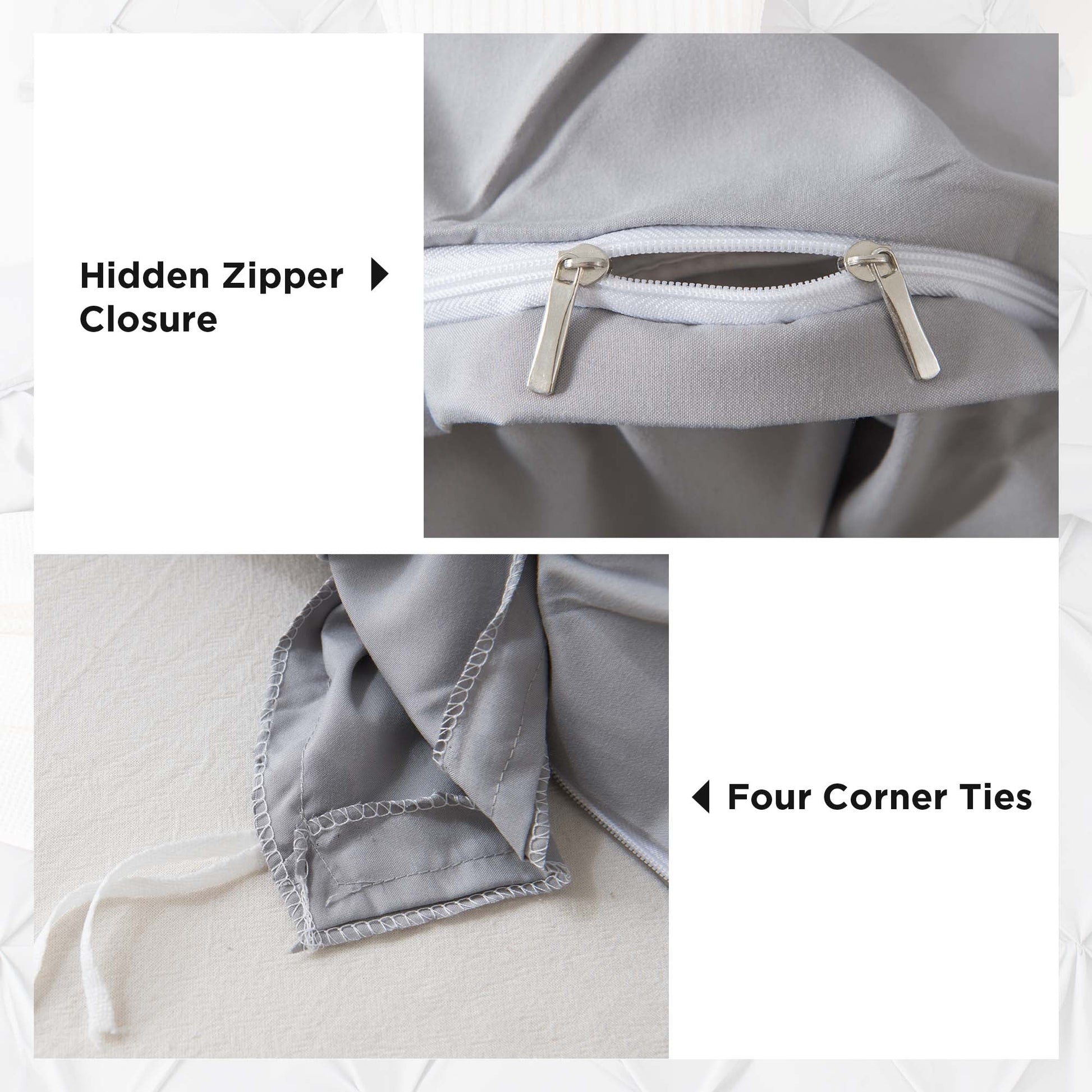 Pinch Pleat Pintuck Soft Microfiber 3 Pieces Duvet Cover Set - LITANIKA