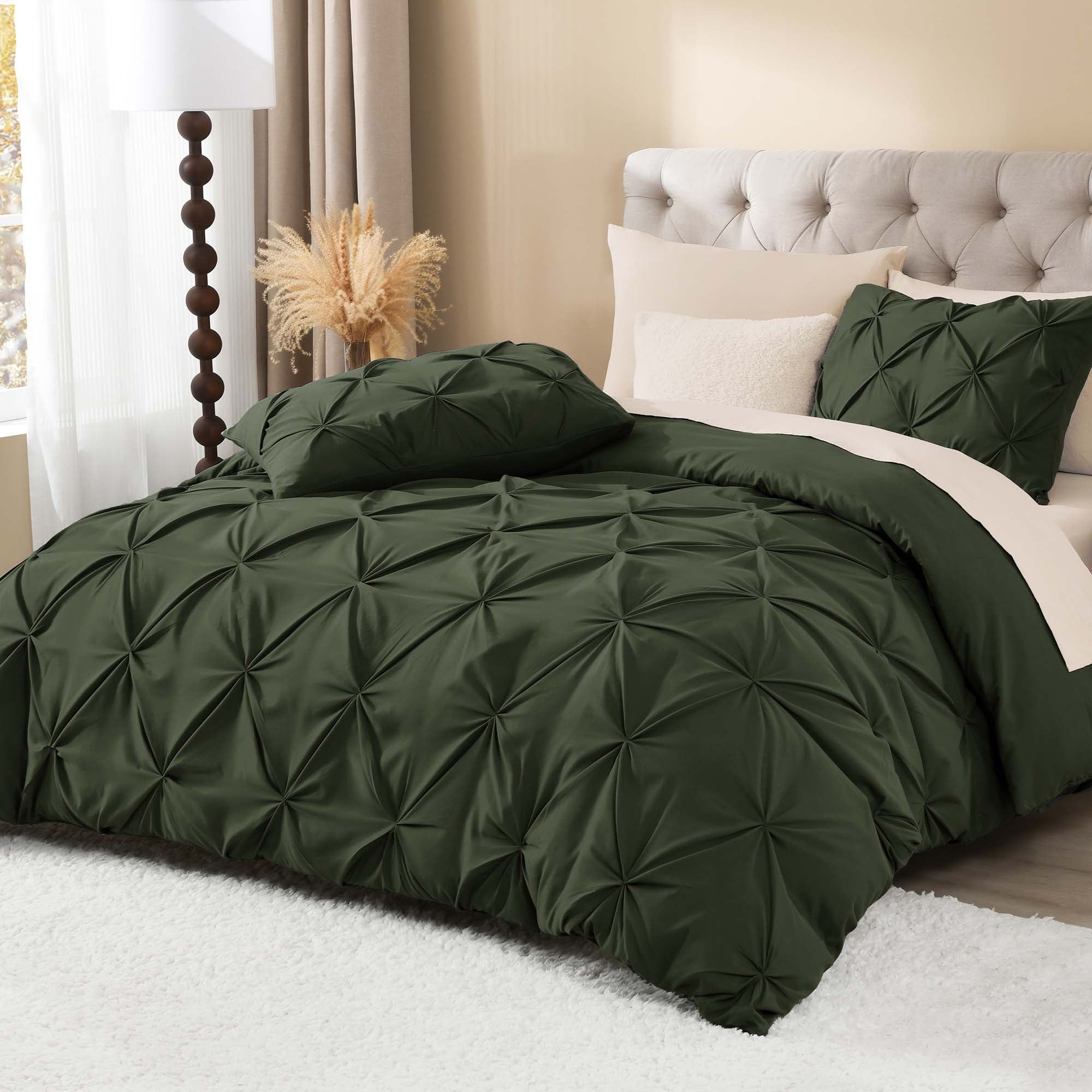 Pinch Pleat Pintuck Soft Microfiber 3 Pieces Duvet Cover Set - LITANIKA