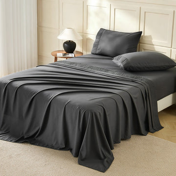 Queen Size Sheet Set - Breathable & Cooling Sheets - Extra Soft, Easy-Fit Bed Sheets - Bedding Sheets & Pillowcases (Queen, Grey) - LITANIKA