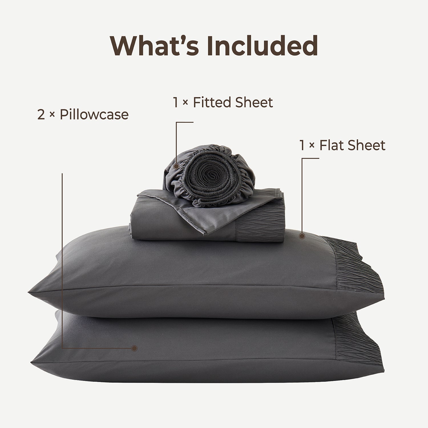Queen Size Sheet Set - Breathable & Cooling Sheets - Extra Soft, Easy-Fit Bed Sheets - Bedding Sheets & Pillowcases (Queen, Grey) - LITANIKA