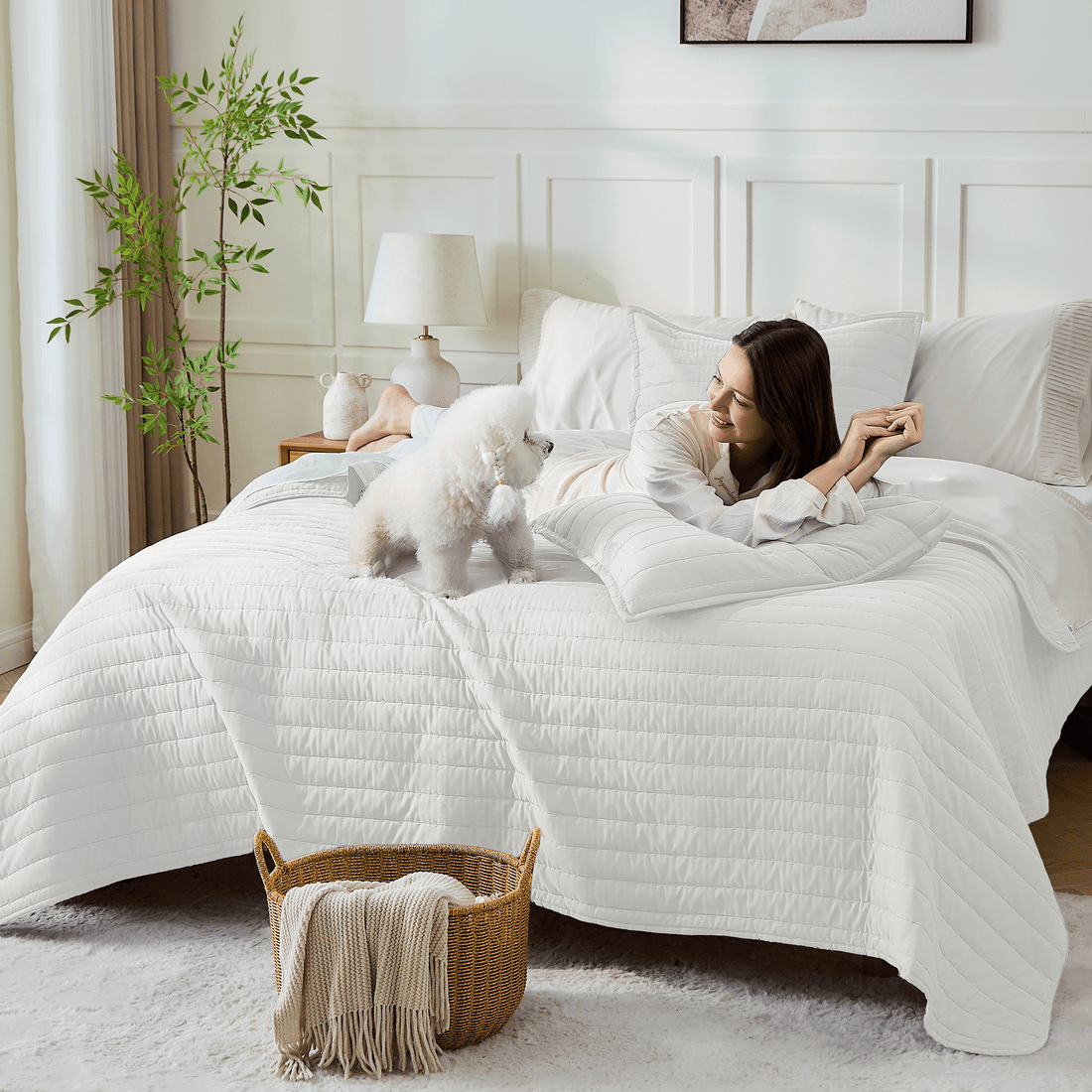 Lightweight quilted bedspread and coverlet set by LITANIKA, includes 3 pieces with a soft, textured quilted design for bedroom decor.