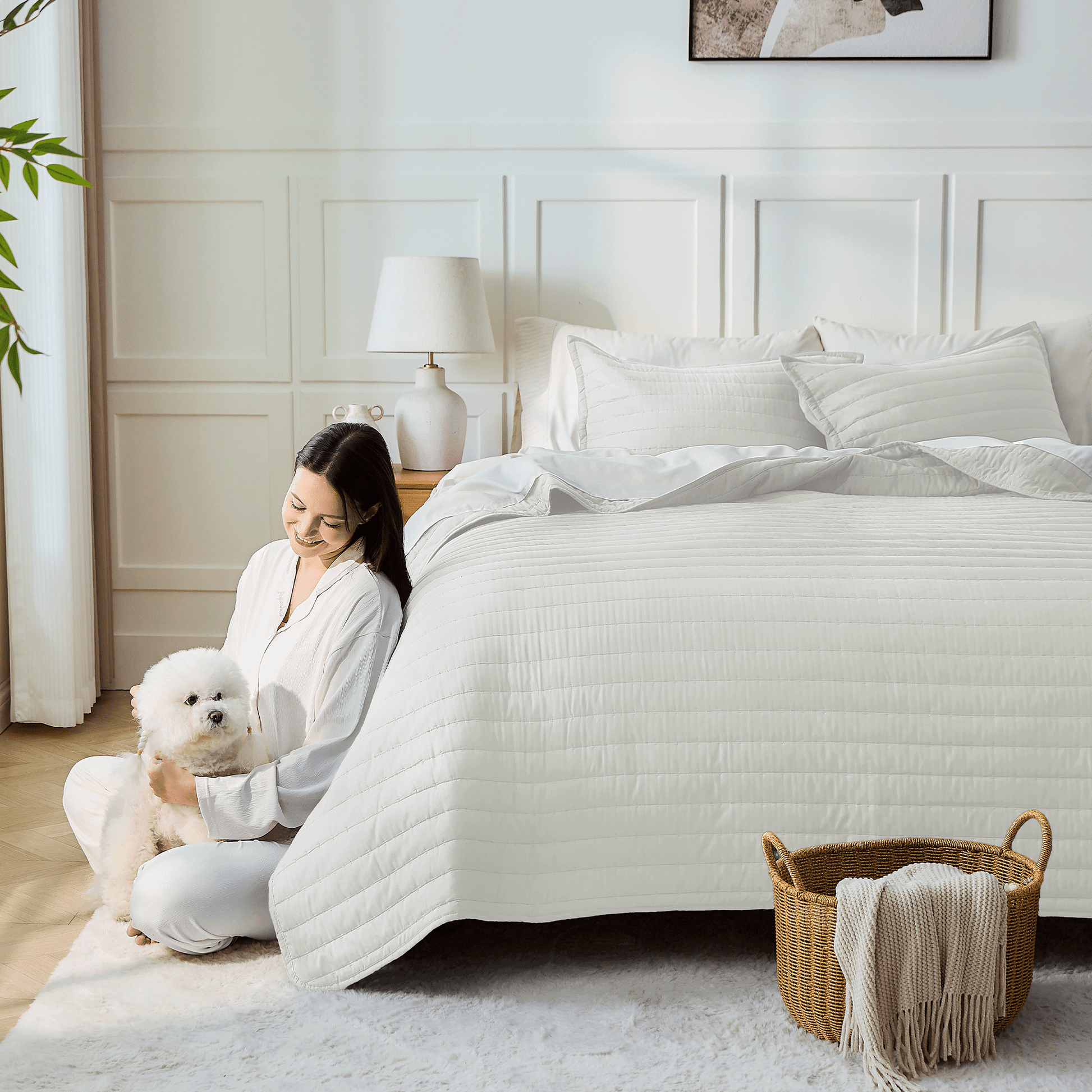 LITANIKA quilted bedspread and coverlet quilt set with a soft, textured design, perfect for bedroom decor and comfort.