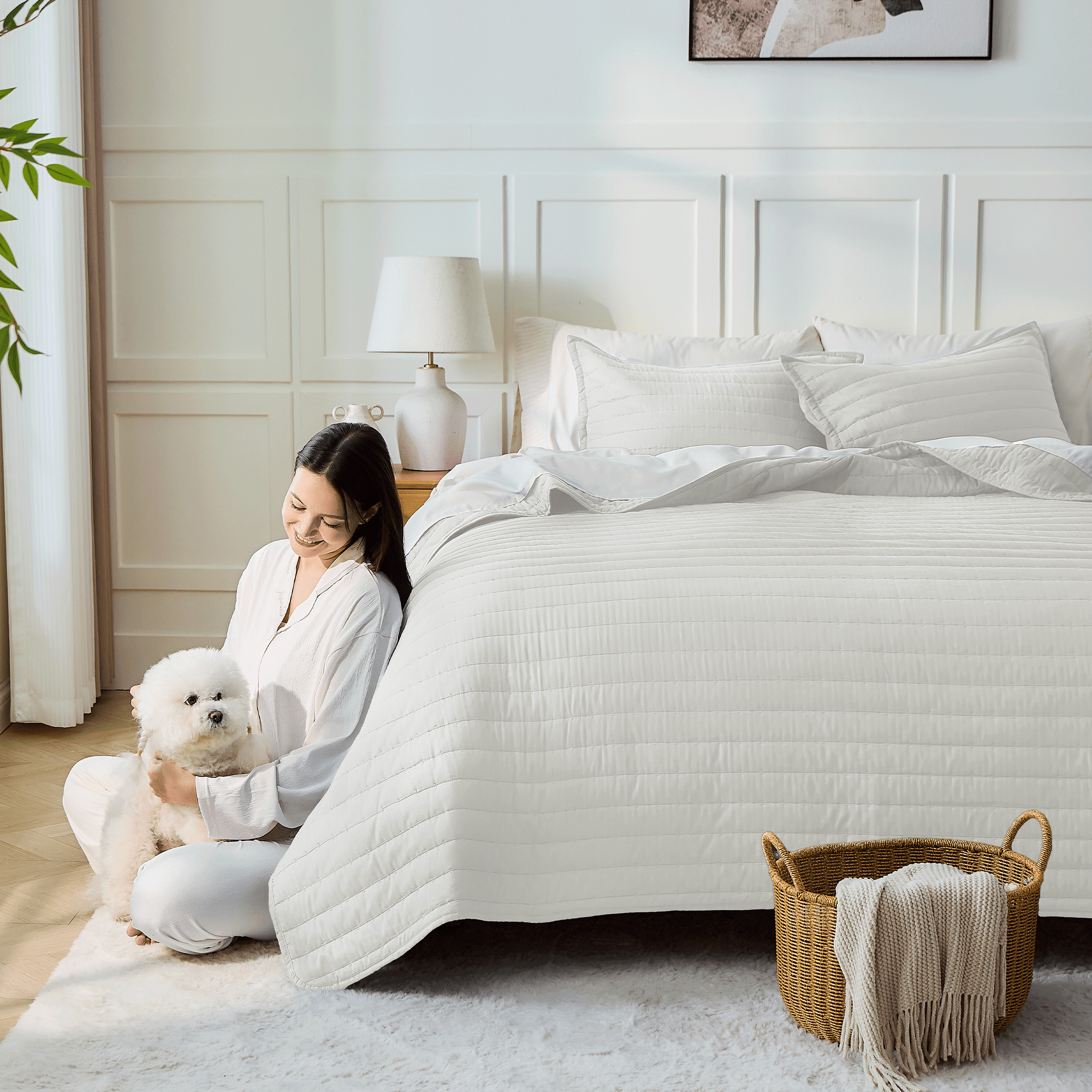 LITANIKA quilted bedspread and coverlet quilt set with a soft, textured design, perfect for bedroom decor and comfort.