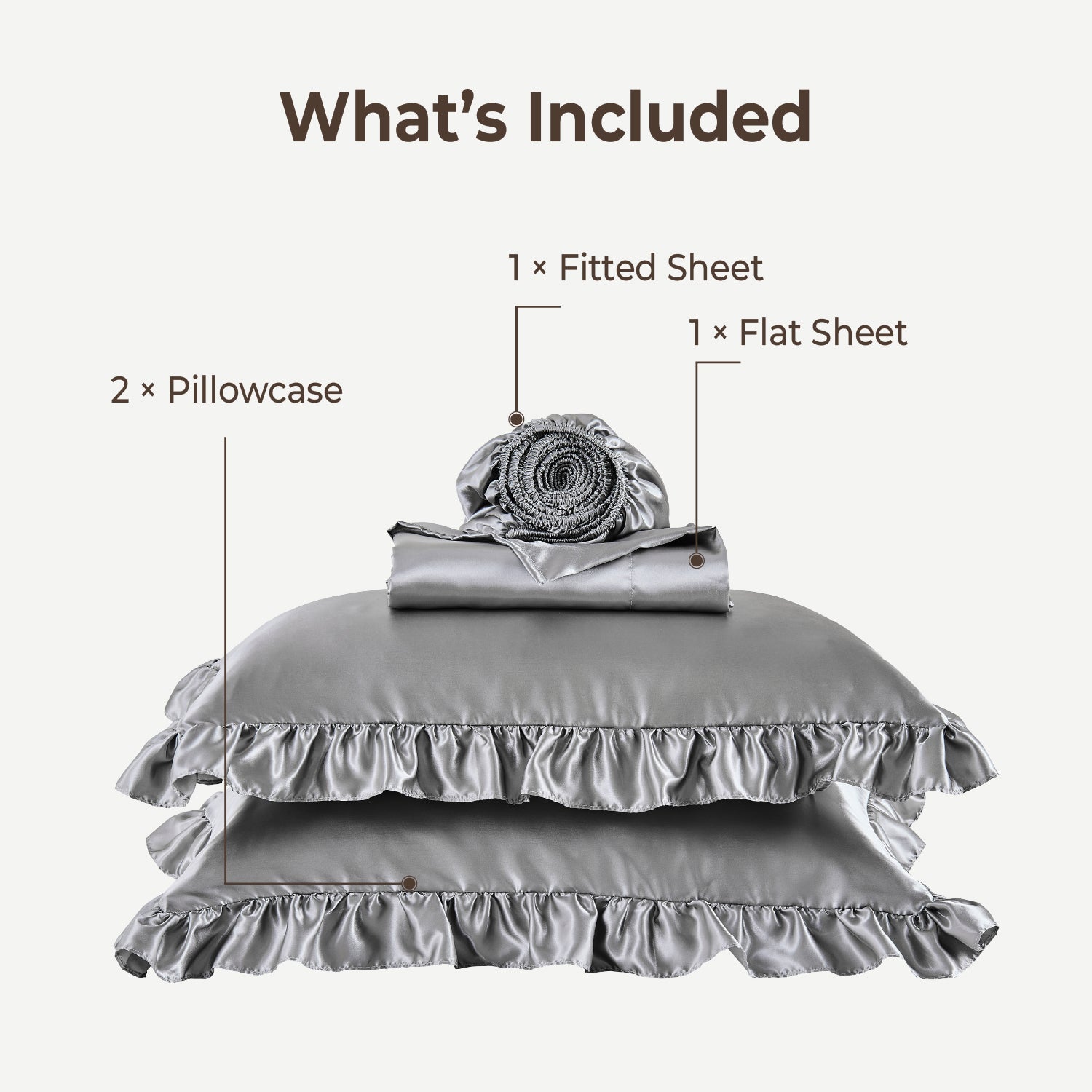 Romantic Satin Ruffle 4-Piece Sheet Set - LITANIKA
