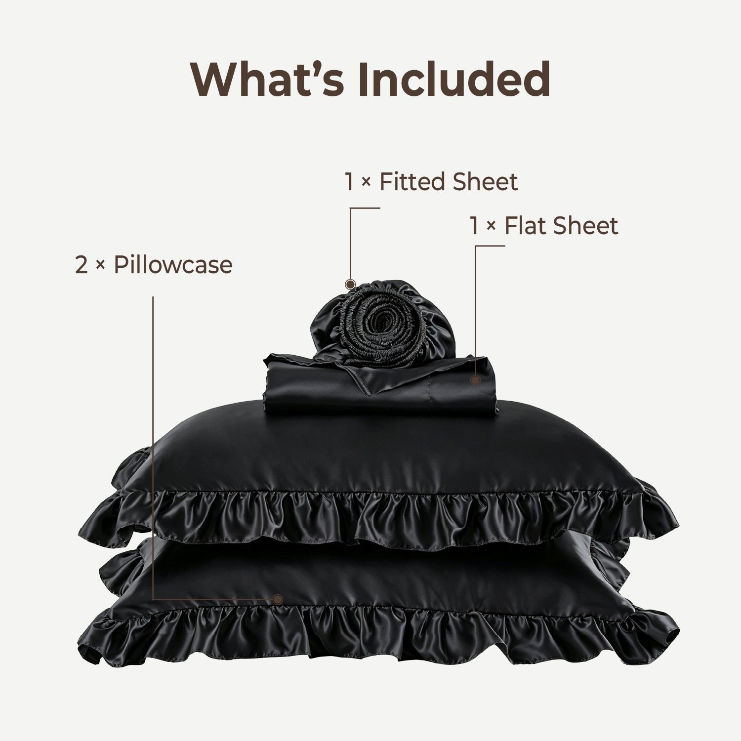 Romantic Satin Ruffle 4-Piece Sheet Set - LITANIKA