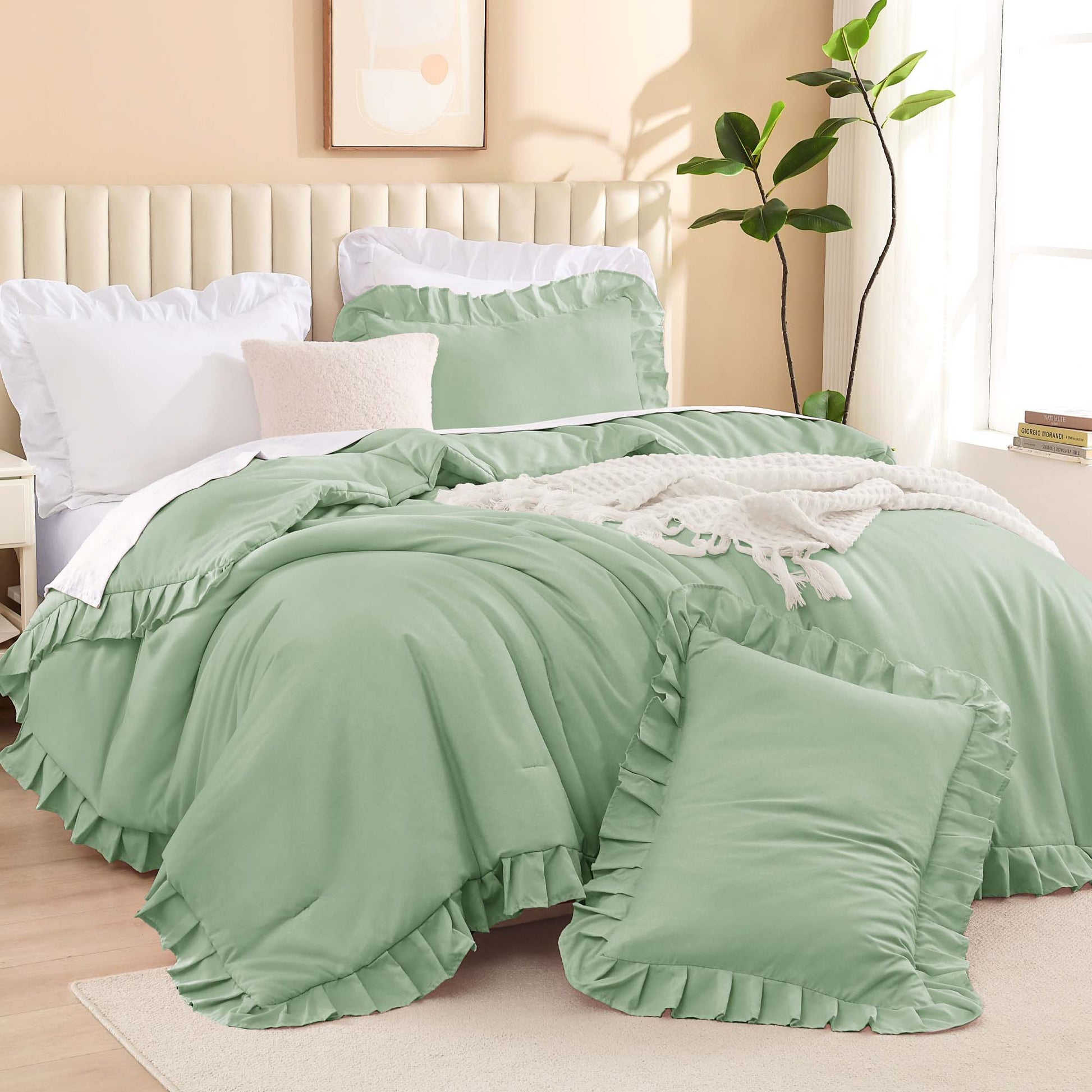 Ruffle Cute Lightweight Fluffy as Gift 3 Pieces Comforter Set - LITANIKA
