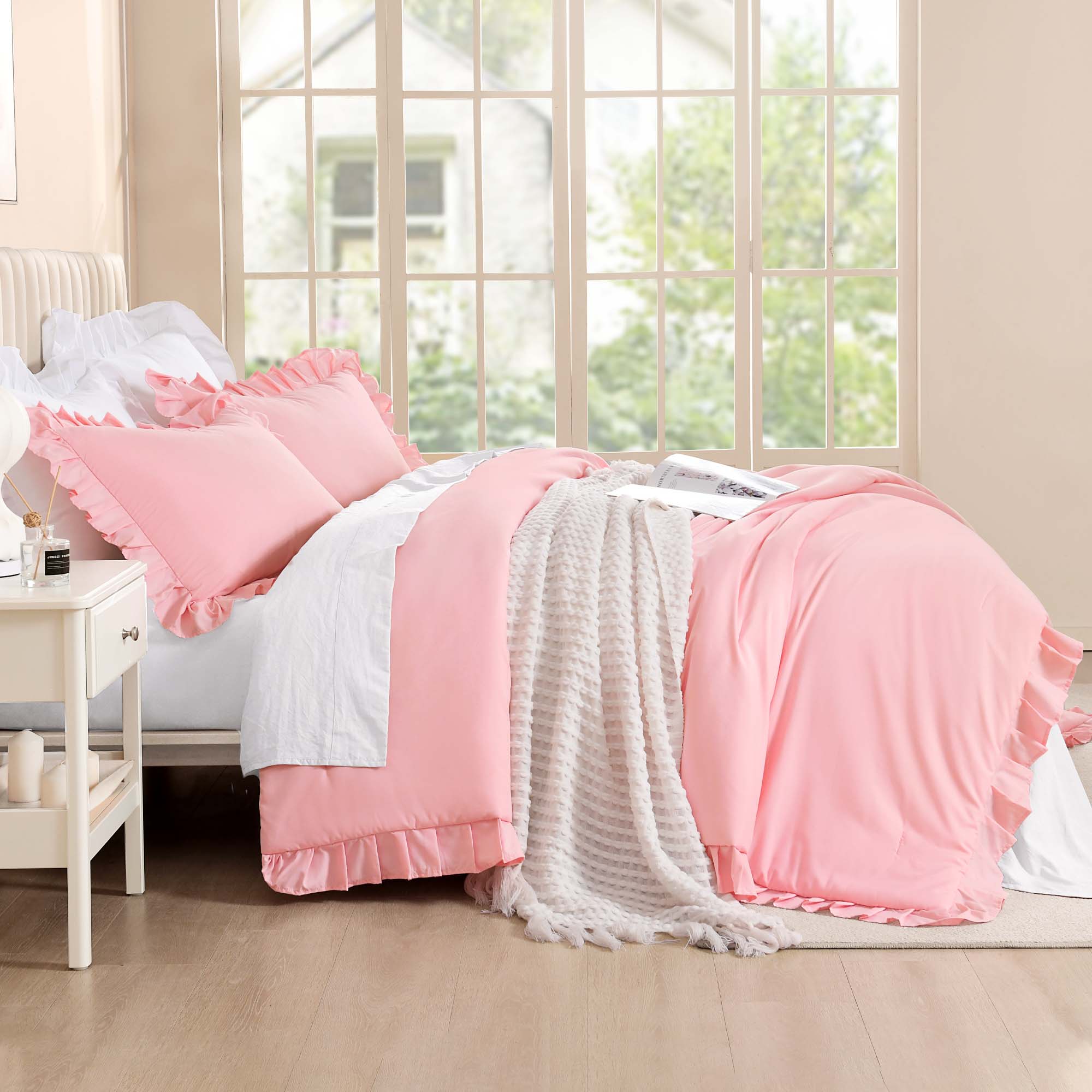Ruffle Cute Lightweight Fluffy as Gift 3 Pieces Comforter Set - LITANIKA