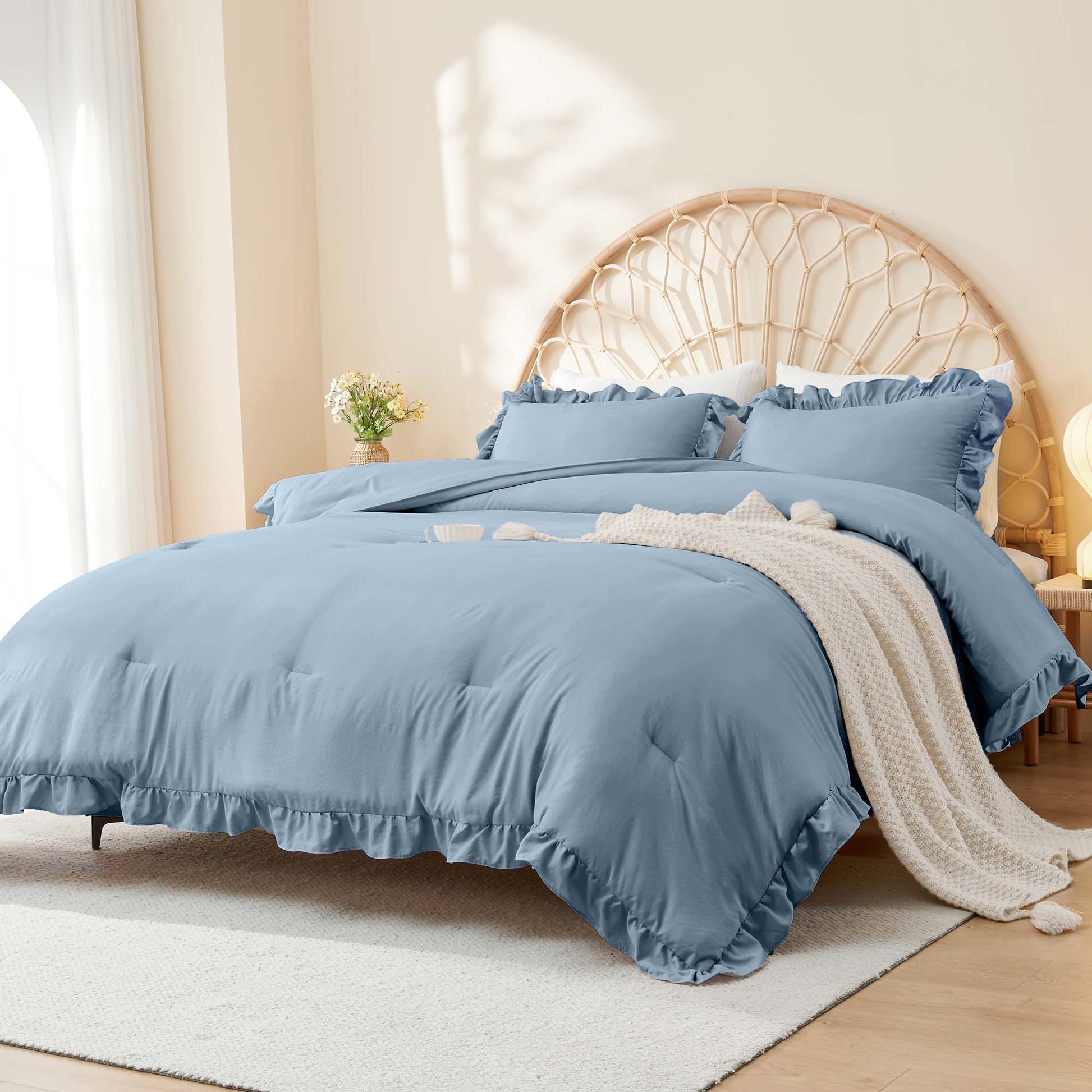 Ruffle Cute Lightweight Fluffy as Gift 3 Pieces Comforter Set - LITANIKA