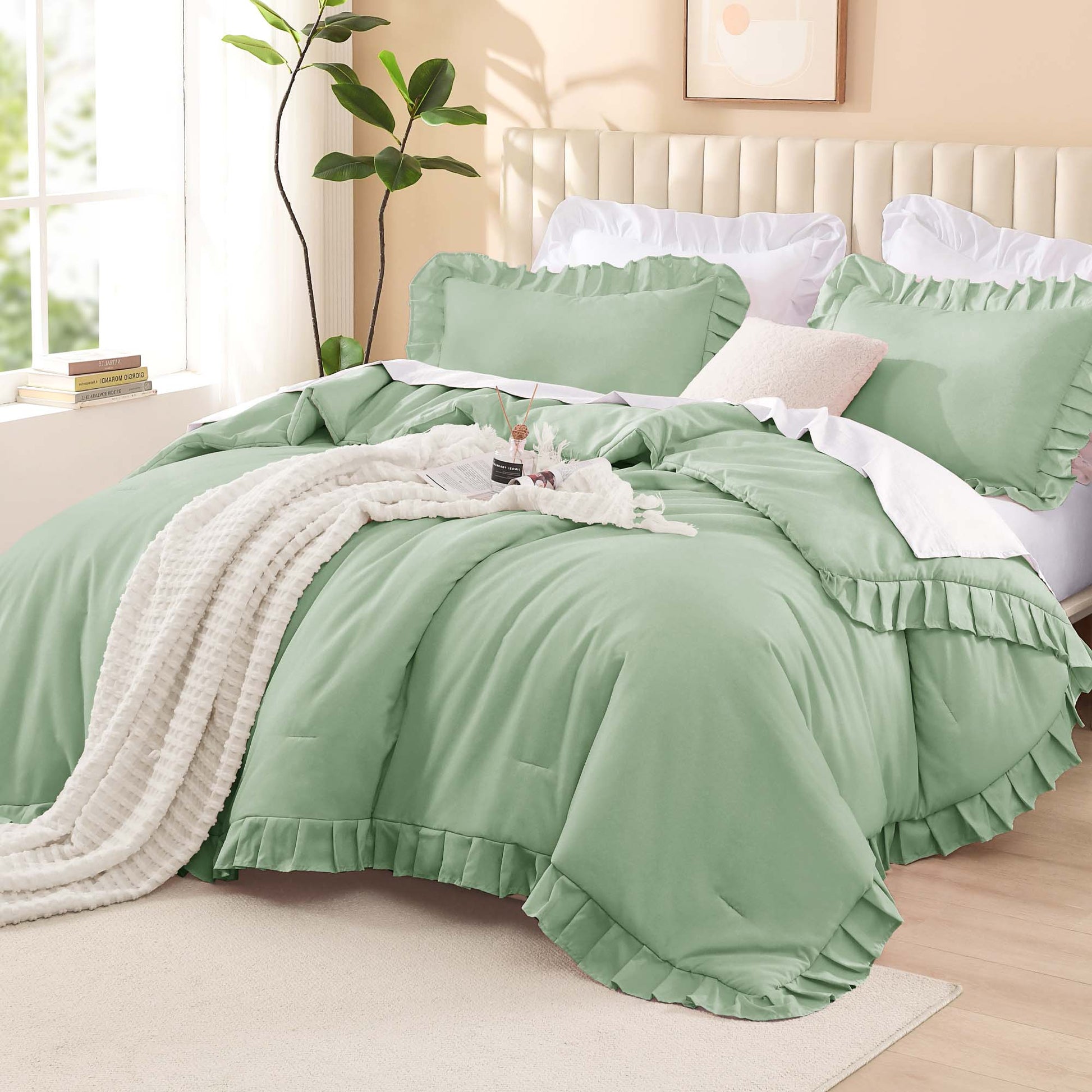 Ruffle Cute Lightweight Fluffy as Gift 3 Pieces Comforter Set - LITANIKA
