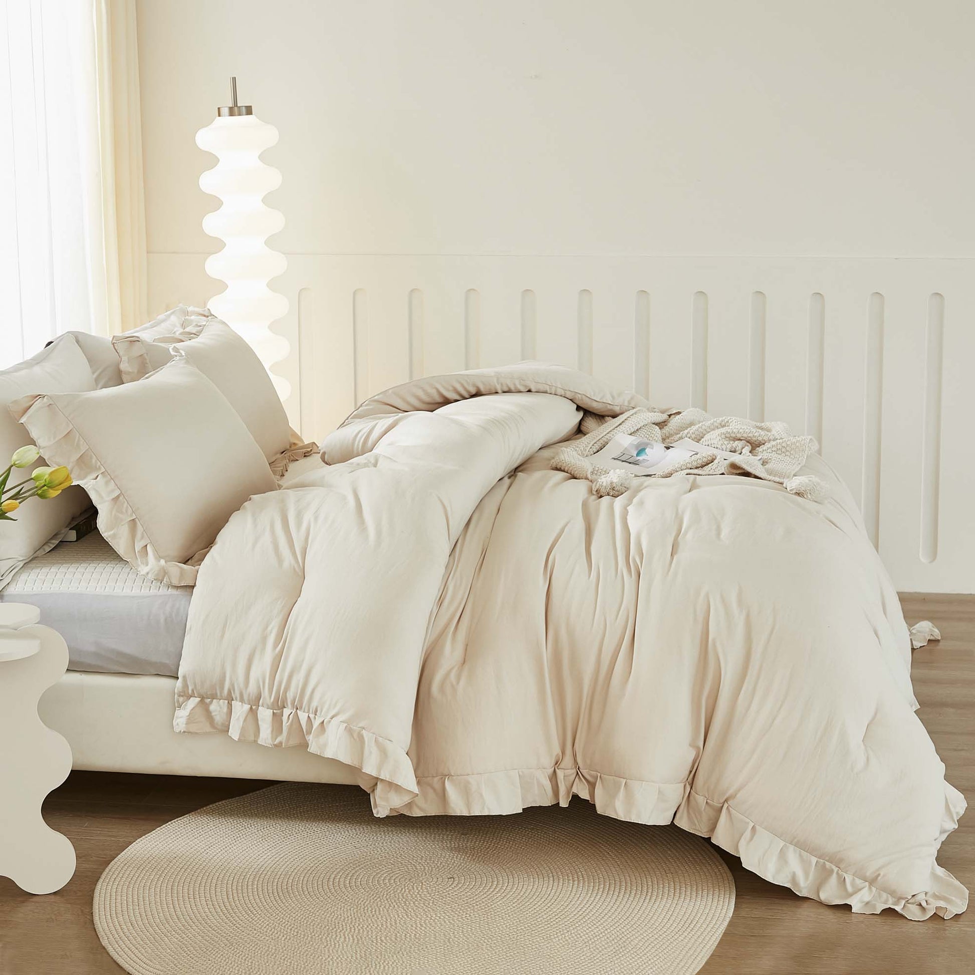 Ruffle Cute Lightweight Fluffy as Gift 3 Pieces Comforter Set - LITANIKA