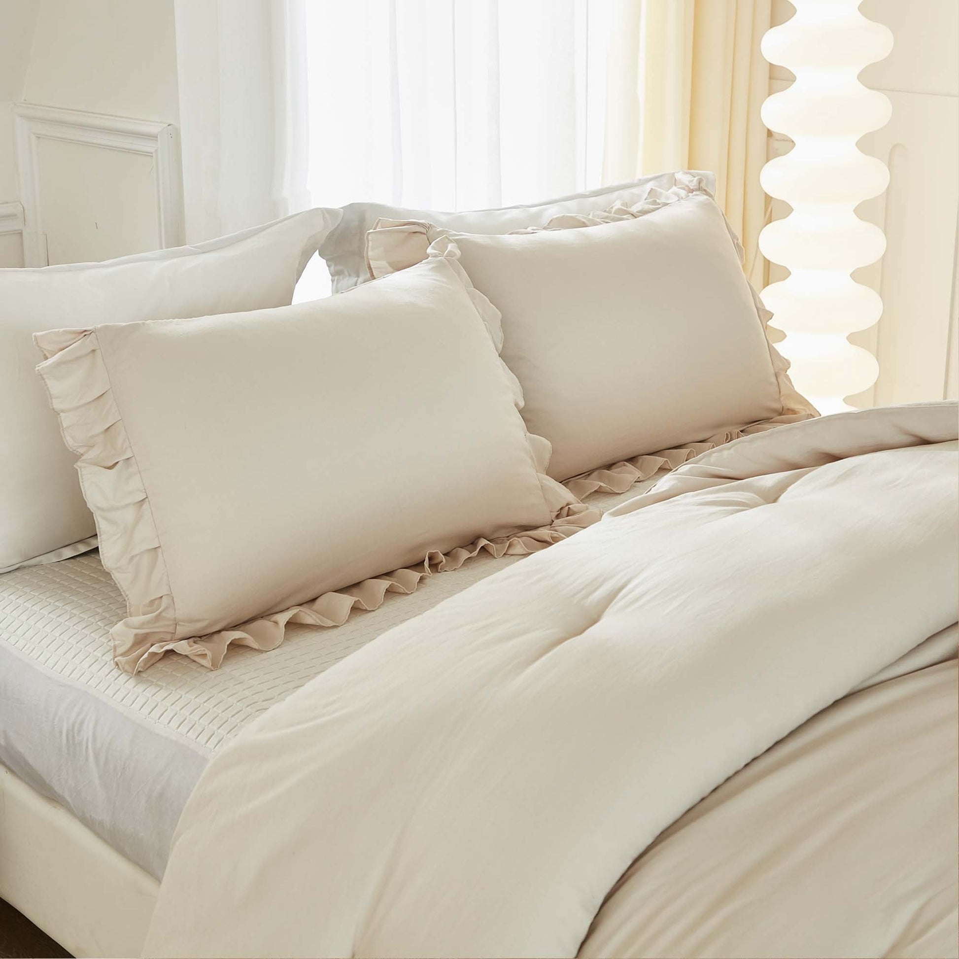 Ruffle Cute Lightweight Fluffy as Gift 3 Pieces Comforter Set - LITANIKA