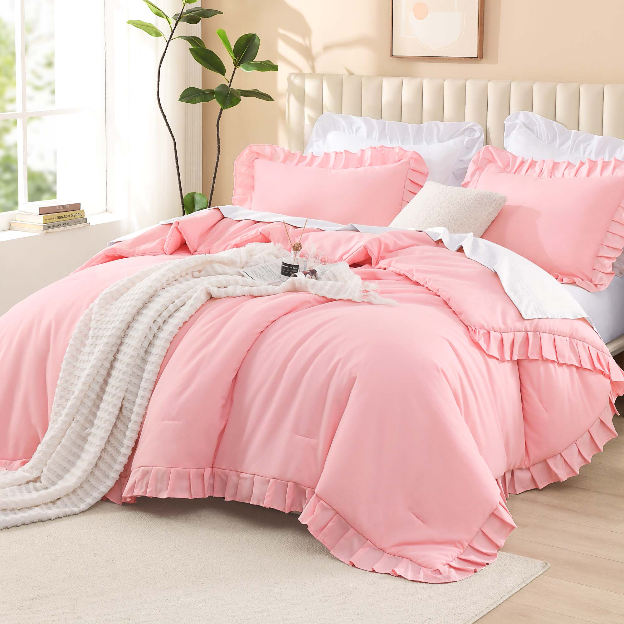 Ruffle Cute Lightweight Fluffy as Gift 3 Pieces Comforter Set - LITANIKA