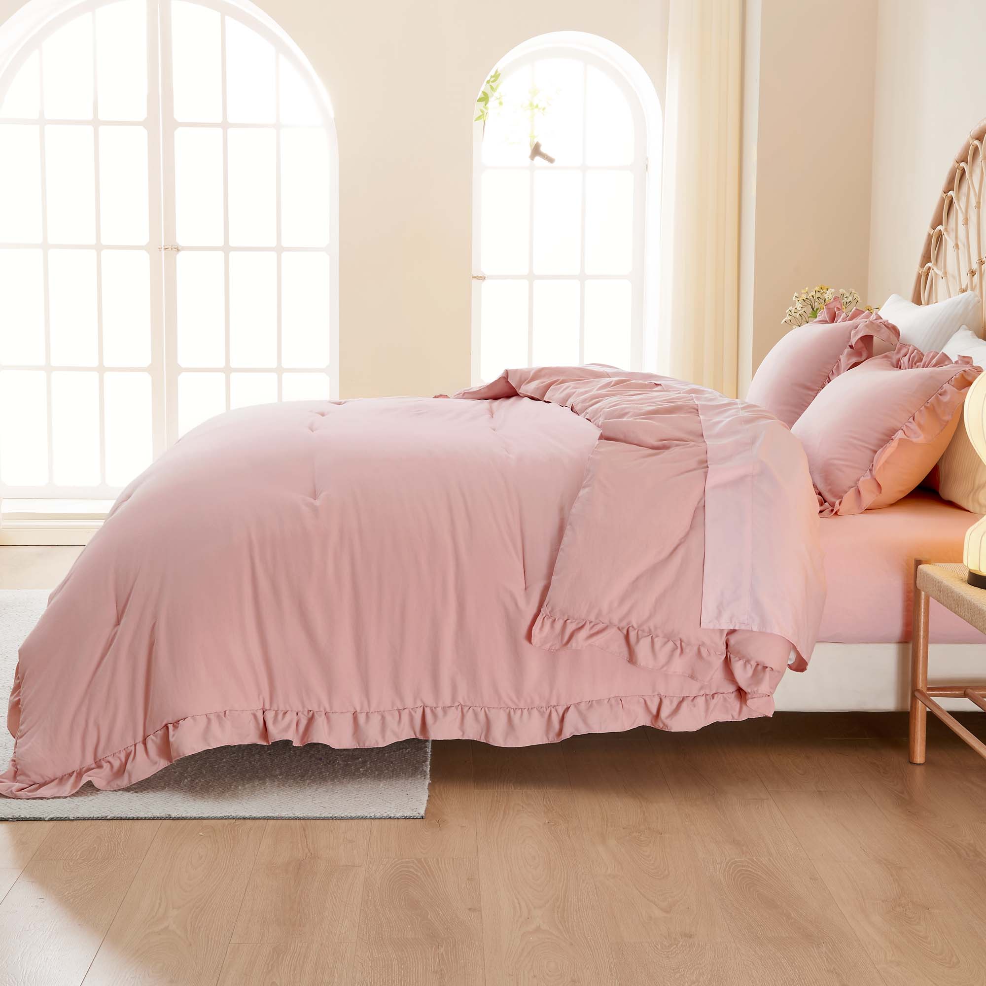 Ruffle Cute Lightweight Fluffy as Gift 3 Pieces Comforter Set - LITANIKA