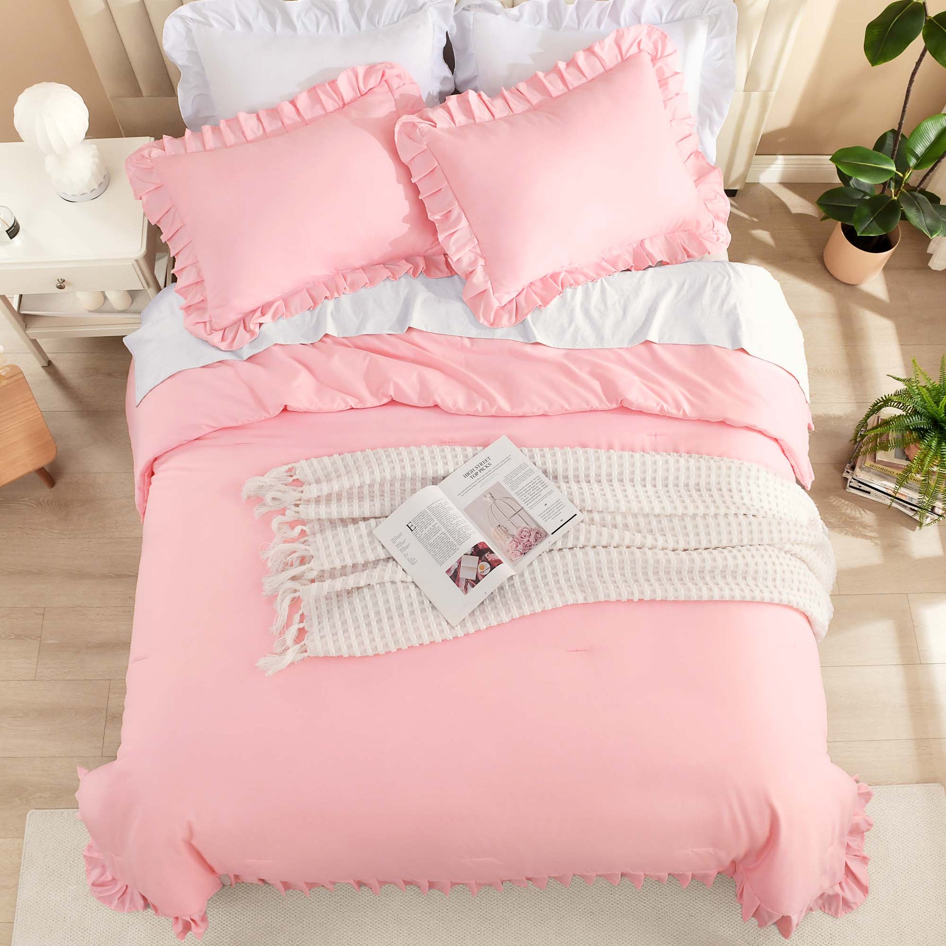 Ruffle Cute Lightweight Fluffy as Gift 3 Pieces Comforter Set - LITANIKA