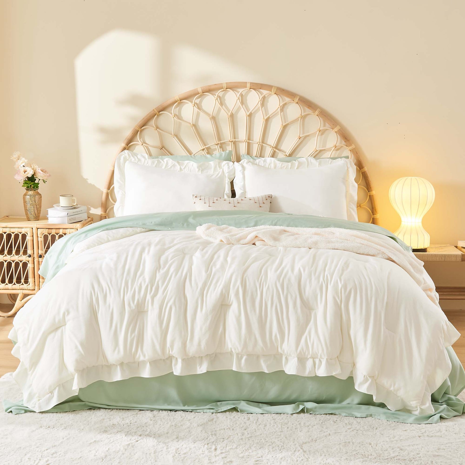 Ruffle Cute Lightweight Fluffy as Gift 3 Pieces Comforter Set - LITANIKA