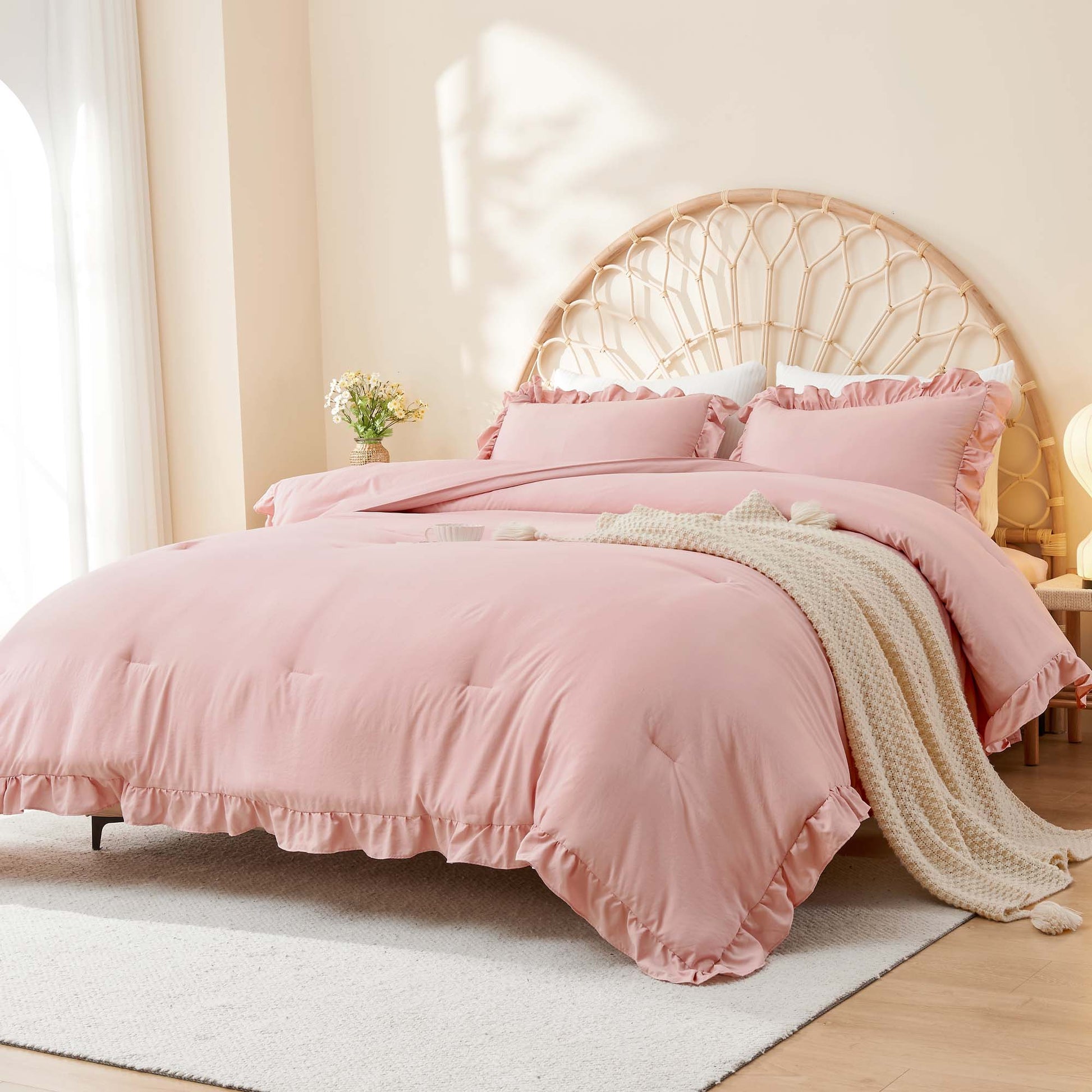 Ruffle Cute Lightweight Fluffy as Gift 3 Pieces Comforter Set - LITANIKA