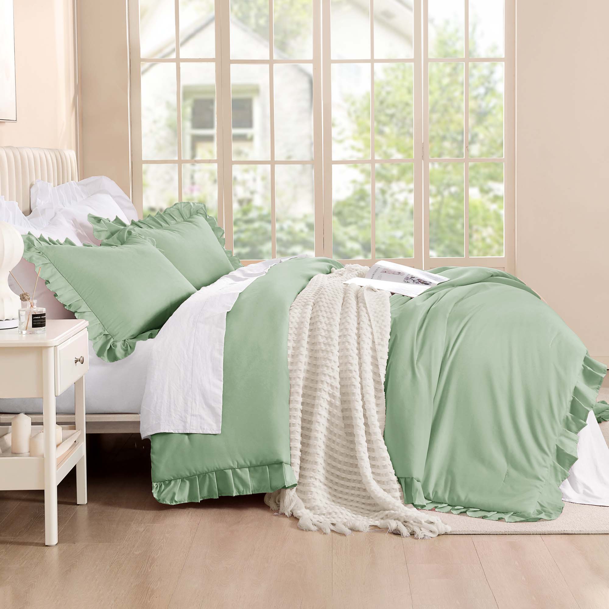 Ruffle Cute Lightweight Fluffy as Gift 3 Pieces Comforter Set - LITANIKA