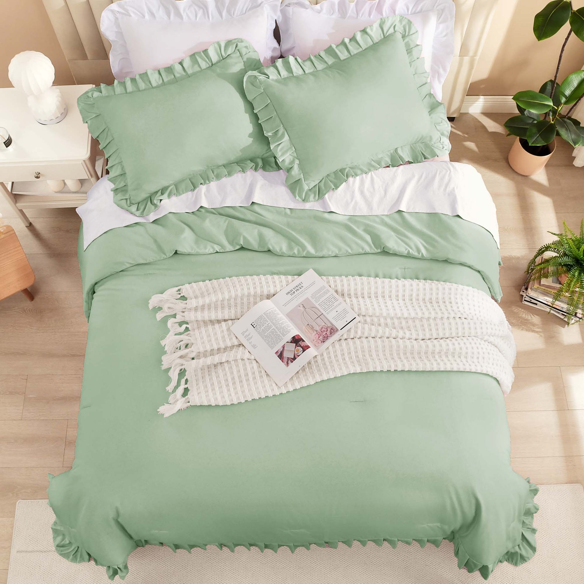 Ruffle Cute Lightweight Fluffy as Gift 3 Pieces Comforter Set - LITANIKA