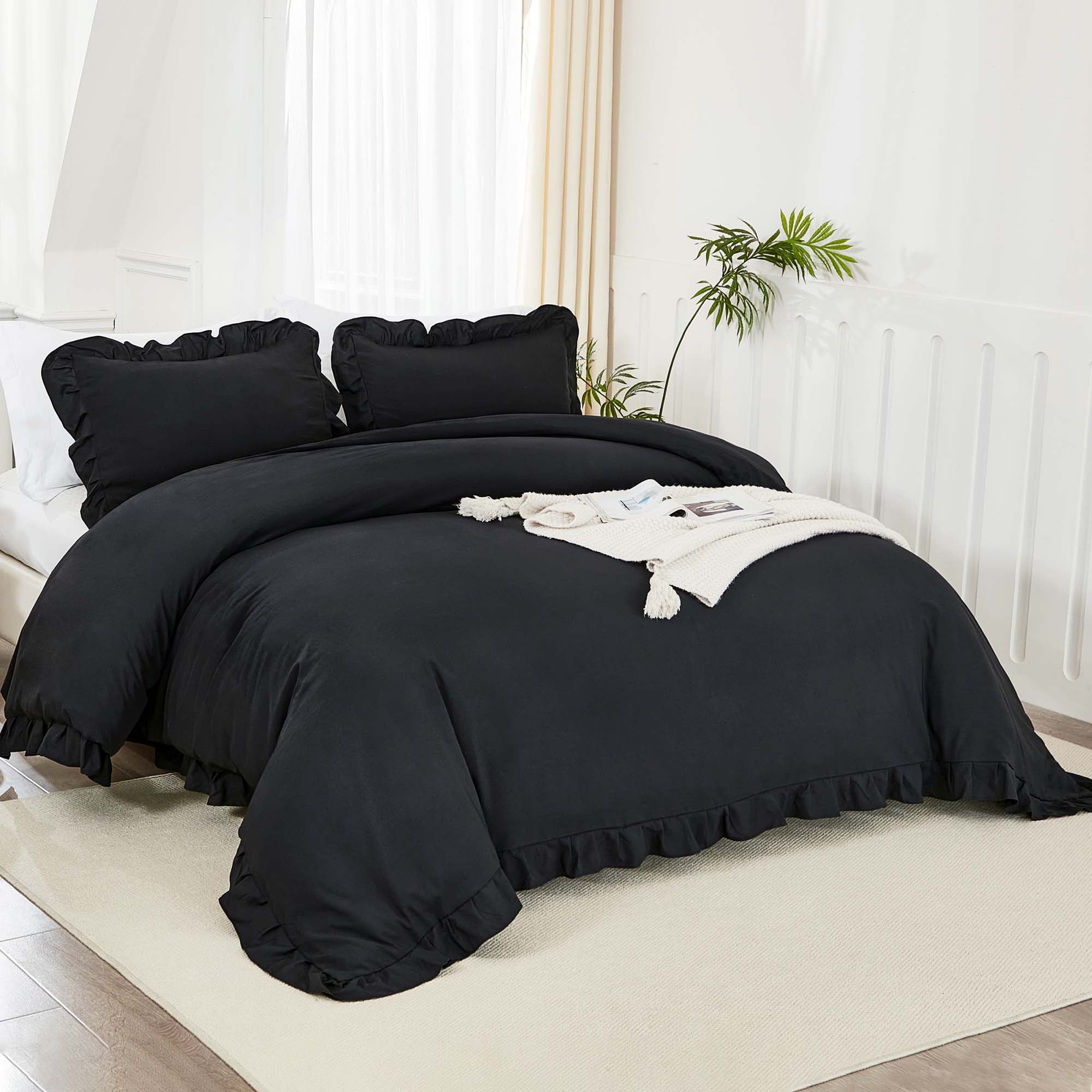 Ruffle Cute Lightweight Fluffy as Gift 3 Pieces Comforter Set - LITANIKA