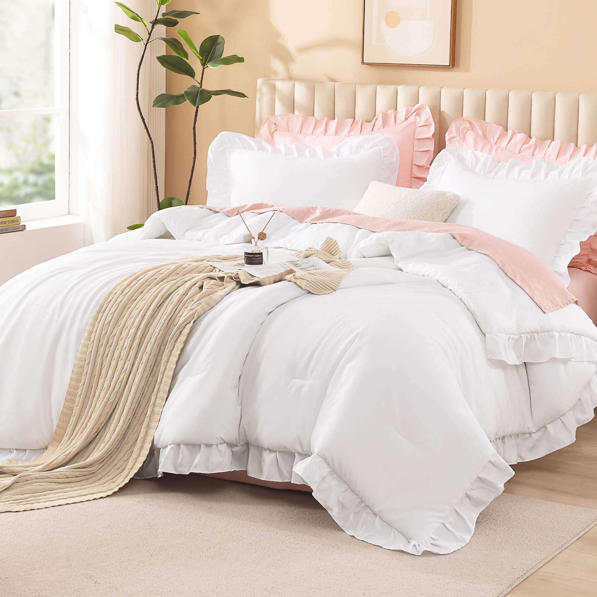 Ruffle Cute Lightweight Fluffy as Gift 3 Pieces Comforter Set - LITANIKA