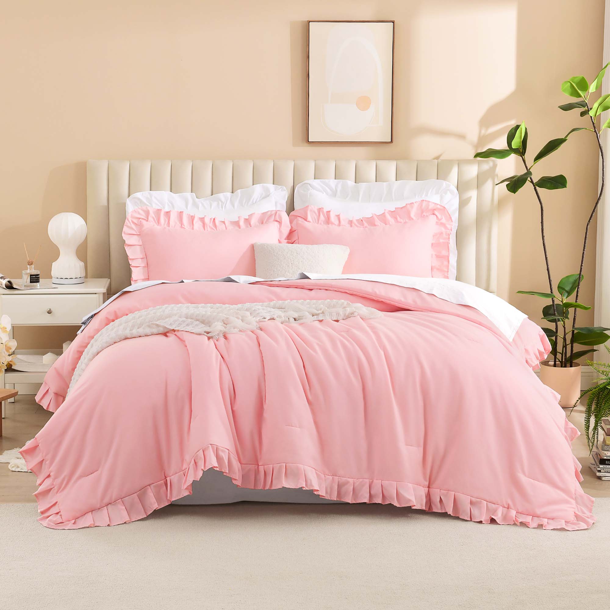 Ruffle Cute Lightweight Fluffy as Gift 3 Pieces Comforter Set - LITANIKA