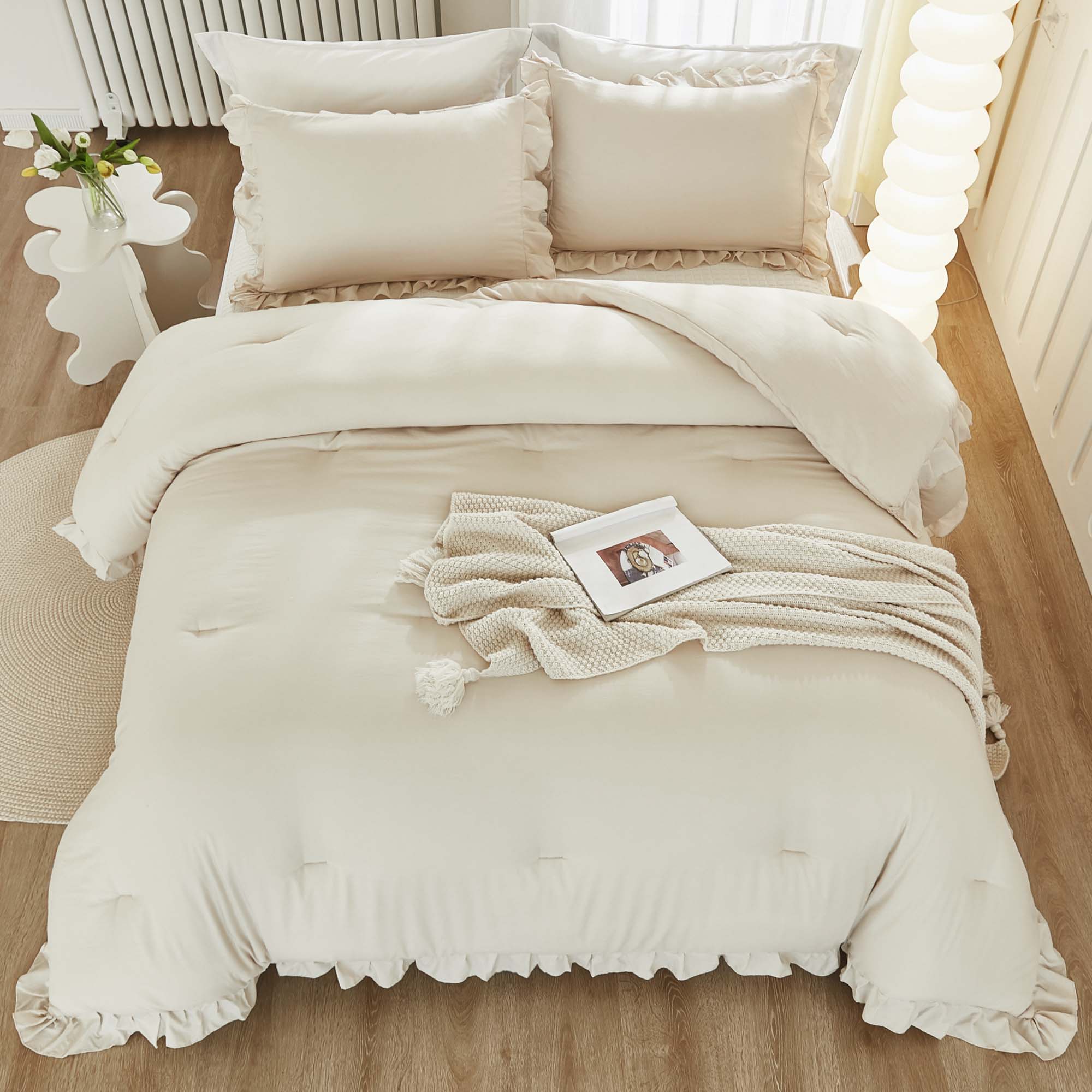 Ruffle Cute Lightweight Fluffy as Gift 3 Pieces Comforter Set - LITANIKA