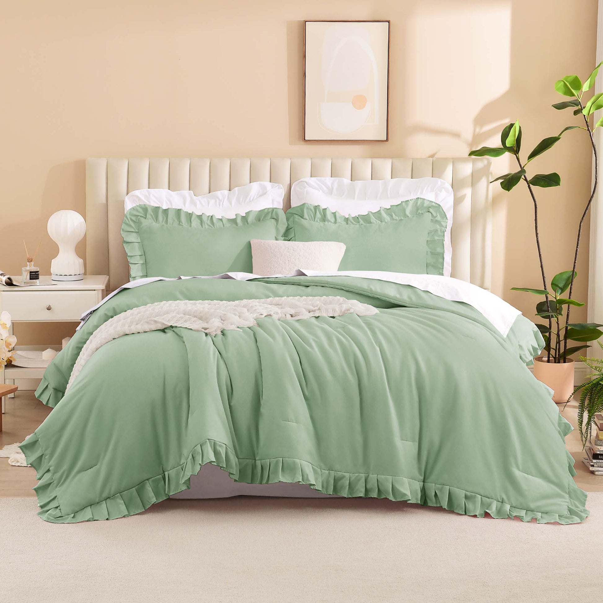 Ruffle Cute Lightweight Fluffy as Gift 3 Pieces Comforter Set - LITANIKA