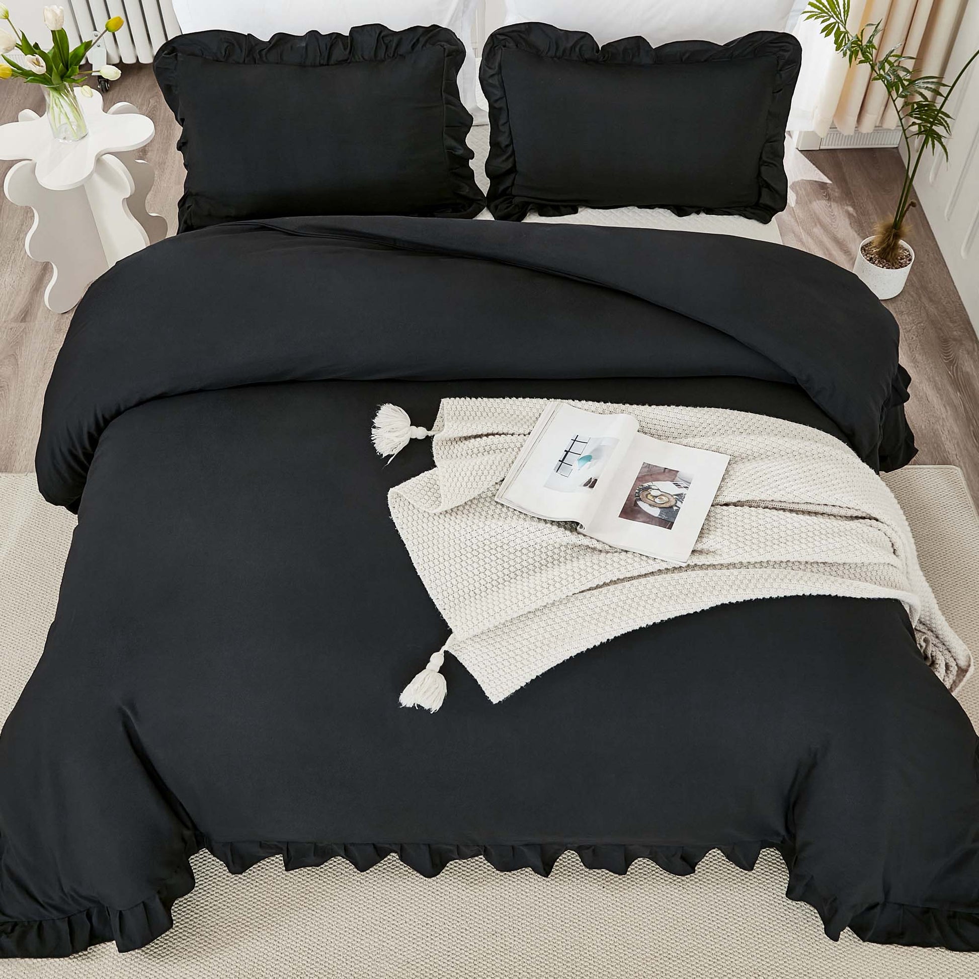 Ruffle Cute Lightweight Fluffy as Gift 3 Pieces Comforter Set - LITANIKA