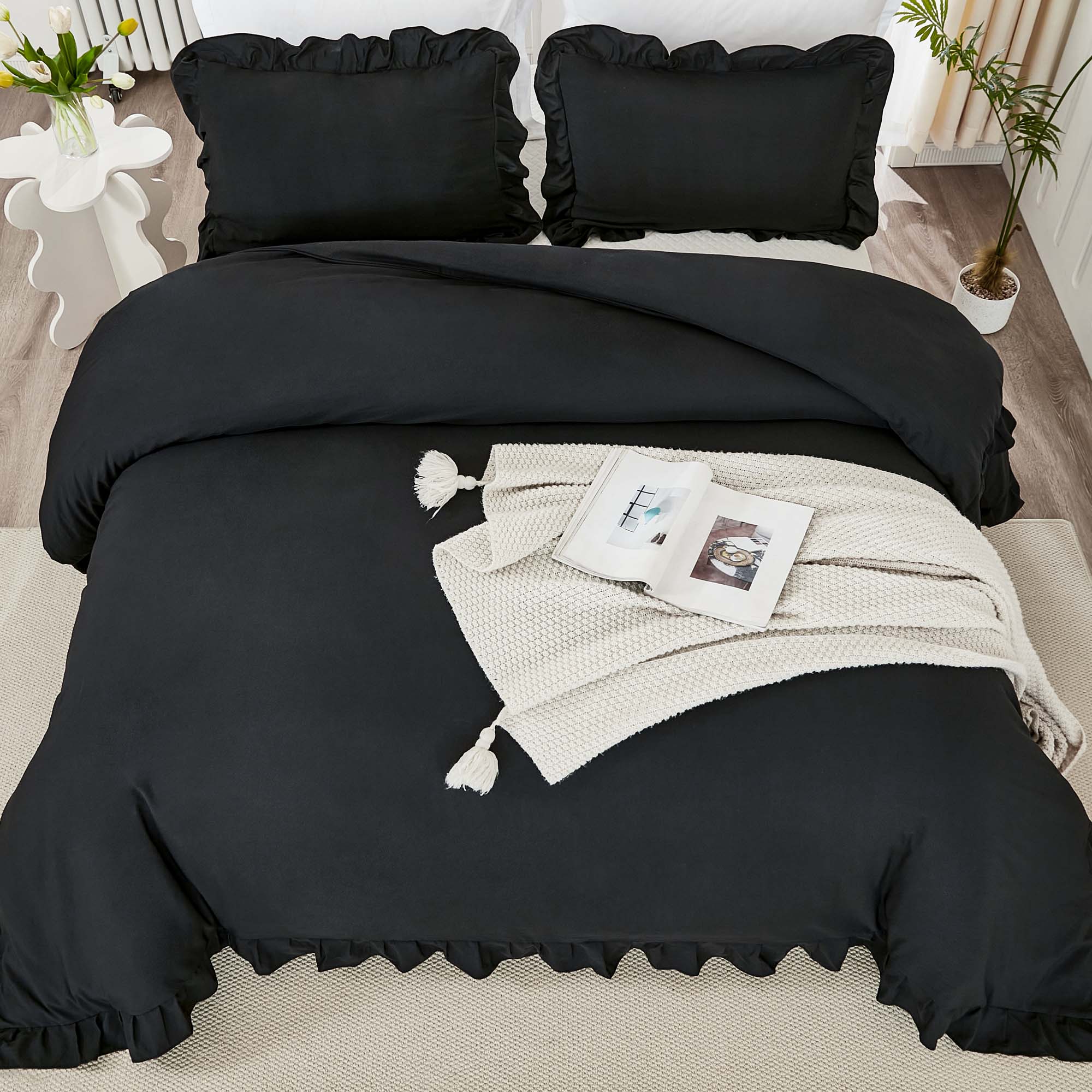 Ruffle Cute Lightweight Fluffy as Gift 3 Pieces Comforter Set - LITANIKA