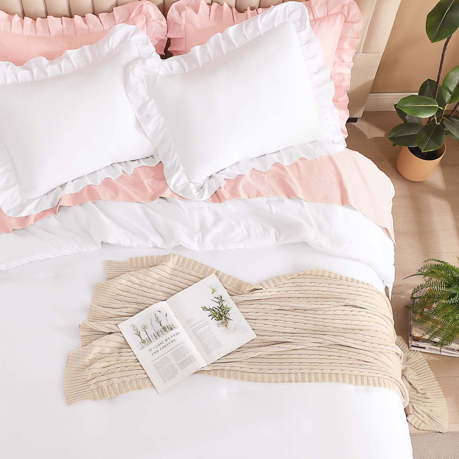 Ruffle Cute Lightweight Fluffy as Gift 3 Pieces Comforter Set - LITANIKA