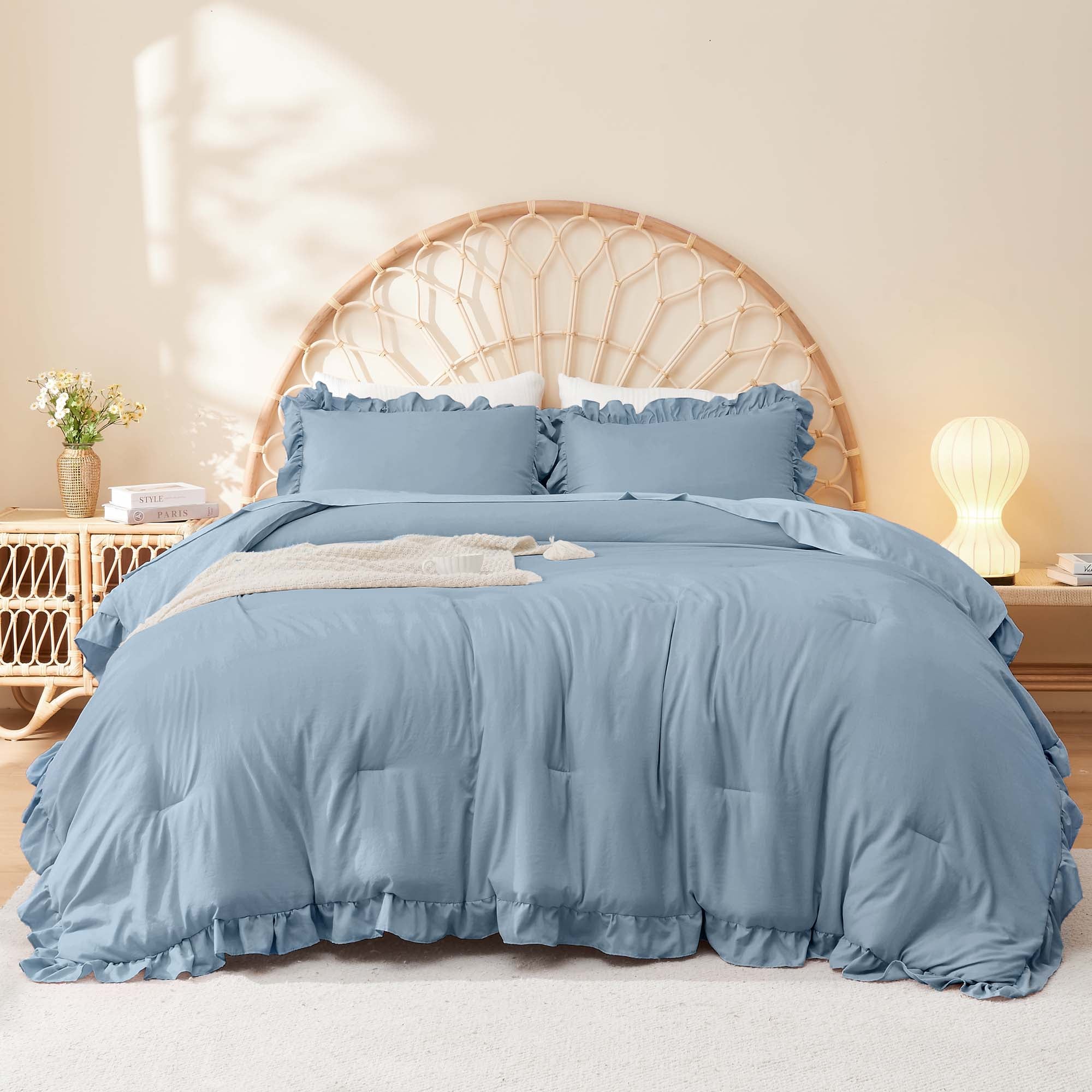 Ruffle Cute Lightweight Fluffy as Gift 3 Pieces Comforter Set - LITANIKA