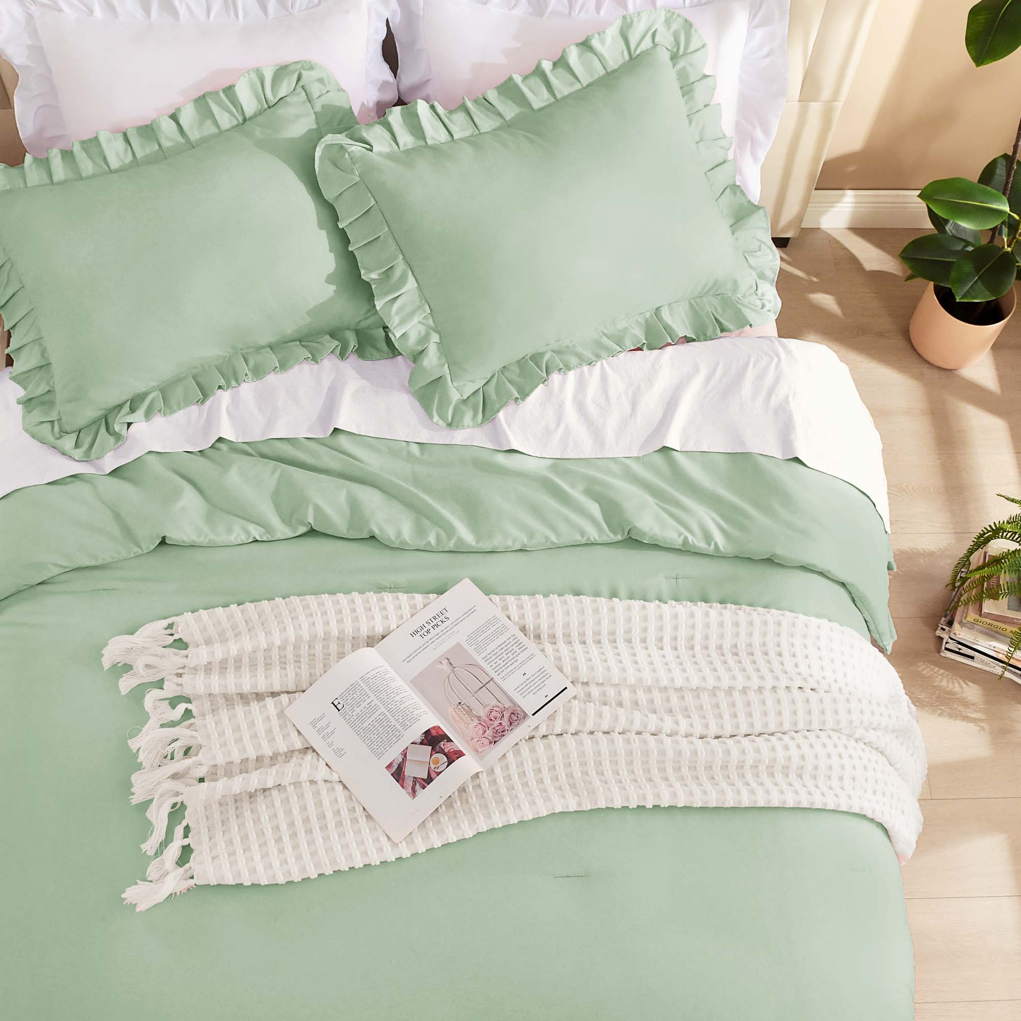 Ruffle Cute Lightweight Fluffy as Gift 3 Pieces Comforter Set - LITANIKA