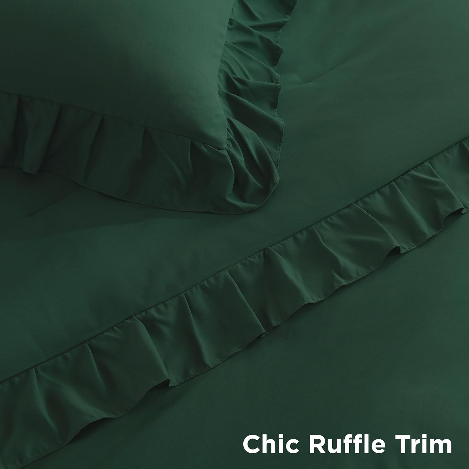 Litanika ruffle fluffy comforter set with soft, textured bedding and ruffle details for a cozy bedroom look.