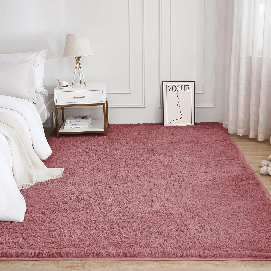 Shag Area Rug Living Room Bedroom Solid Color High Pile Playroom Dorm - LITANIKA