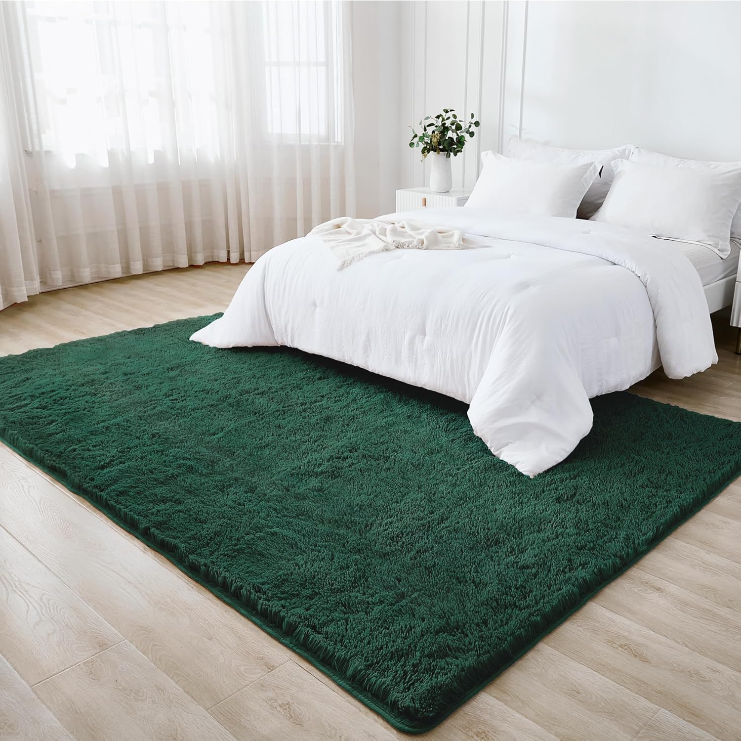 Shag Area Rug Living Room Bedroom Solid Color High Pile Playroom Dorm - LITANIKA