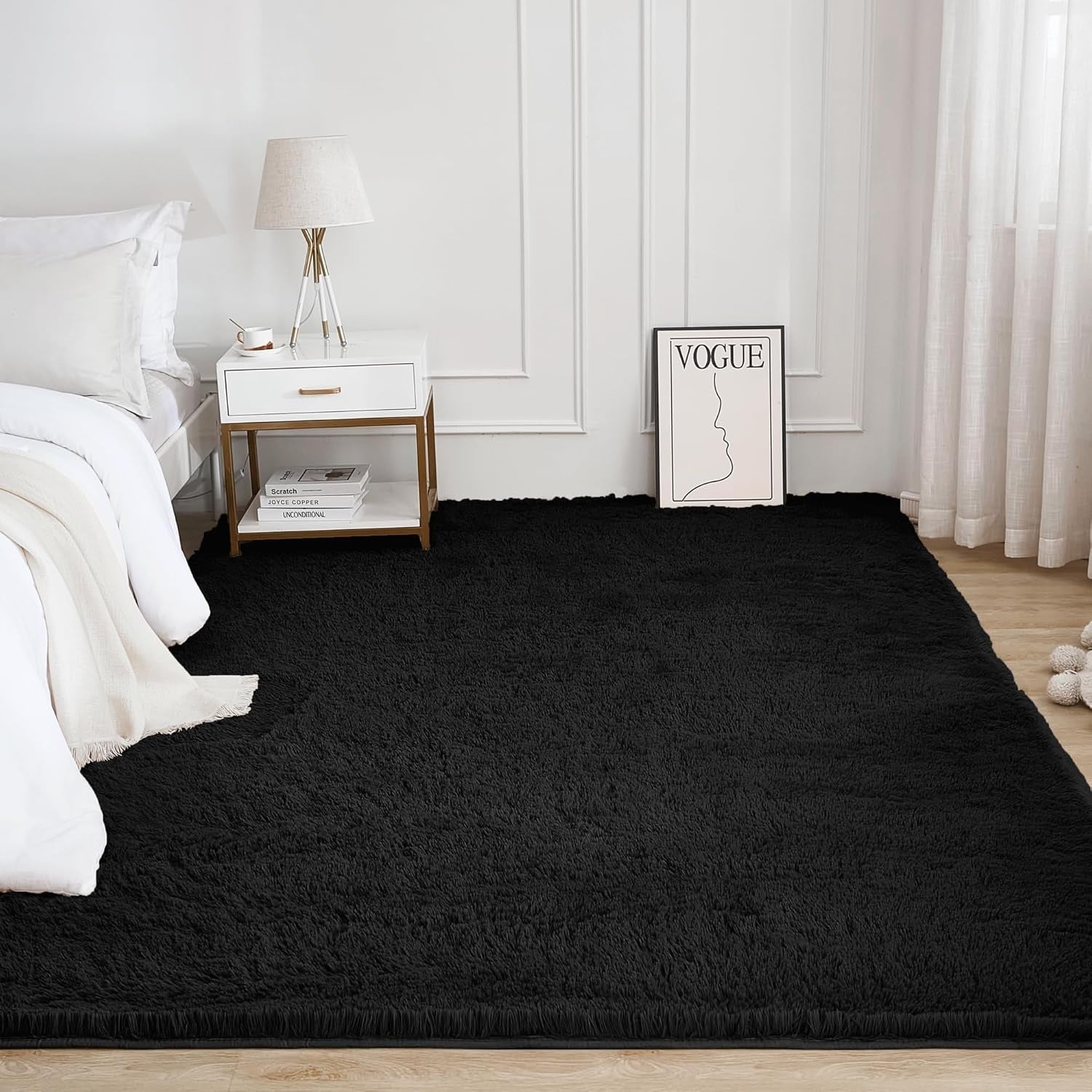 Shag Area Rug Living Room Bedroom Solid Color High Pile Playroom Dorm - LITANIKA