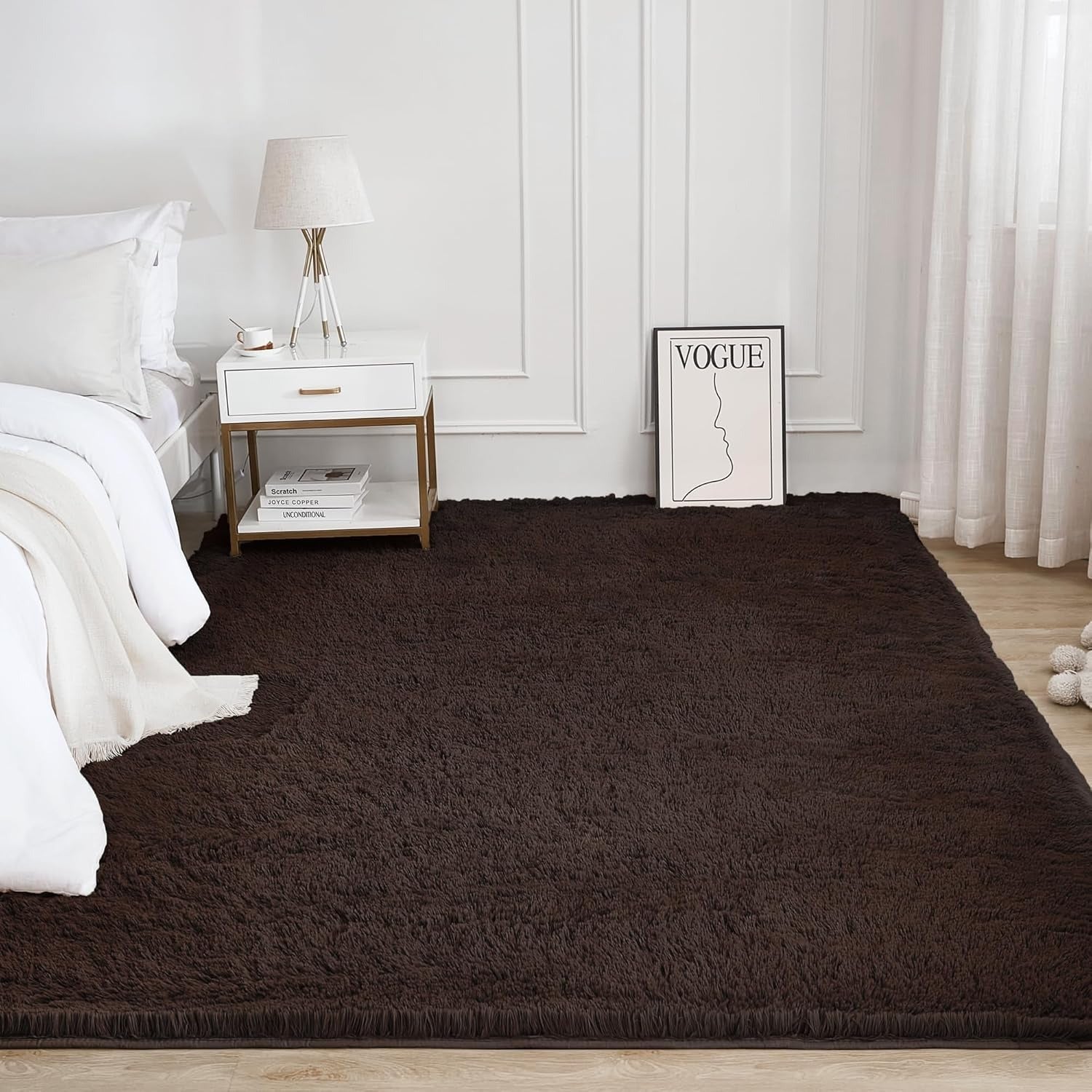 Shag Area Rug Living Room Bedroom Solid Color High Pile Playroom Dorm - LITANIKA