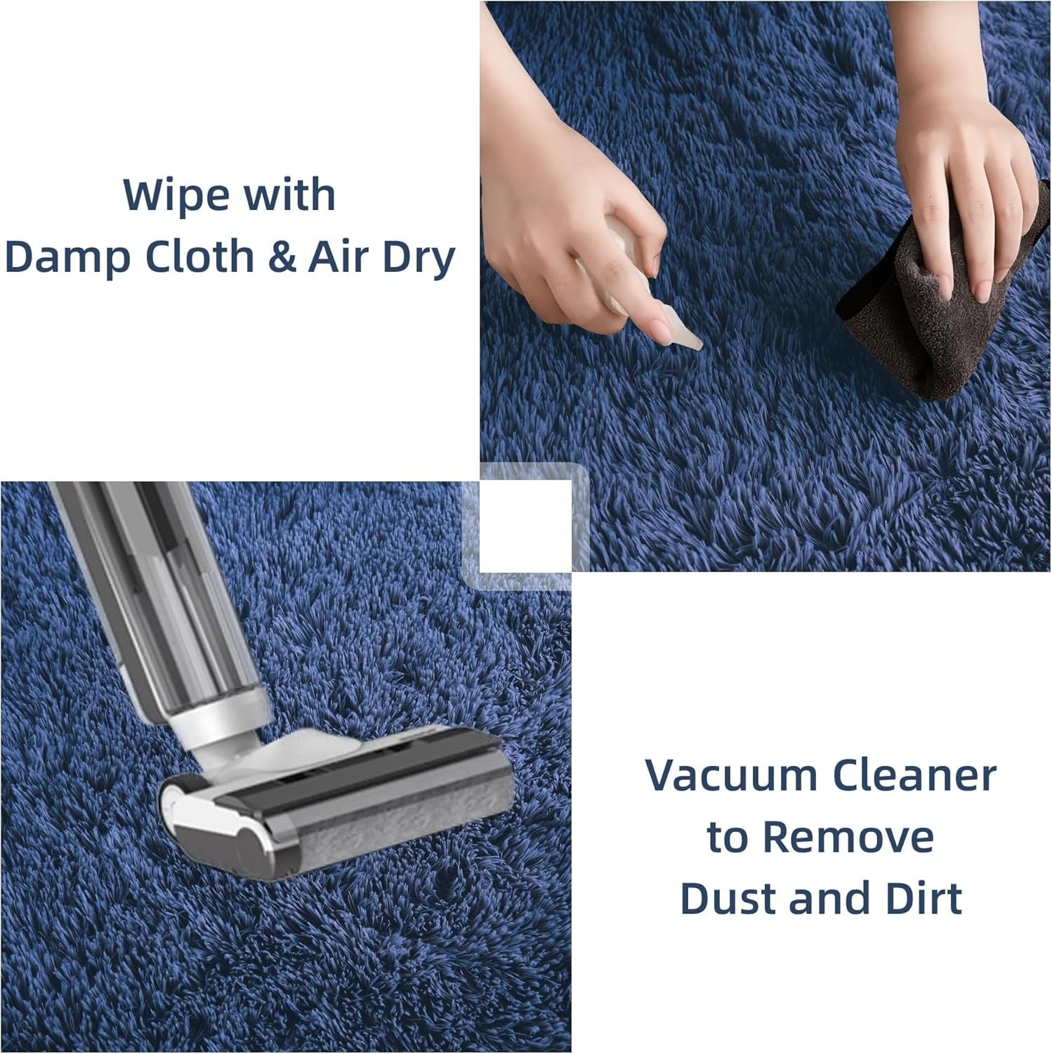 Shag Area Rug Living Room Bedroom Solid Color High Pile Playroom Dorm - LITANIKA