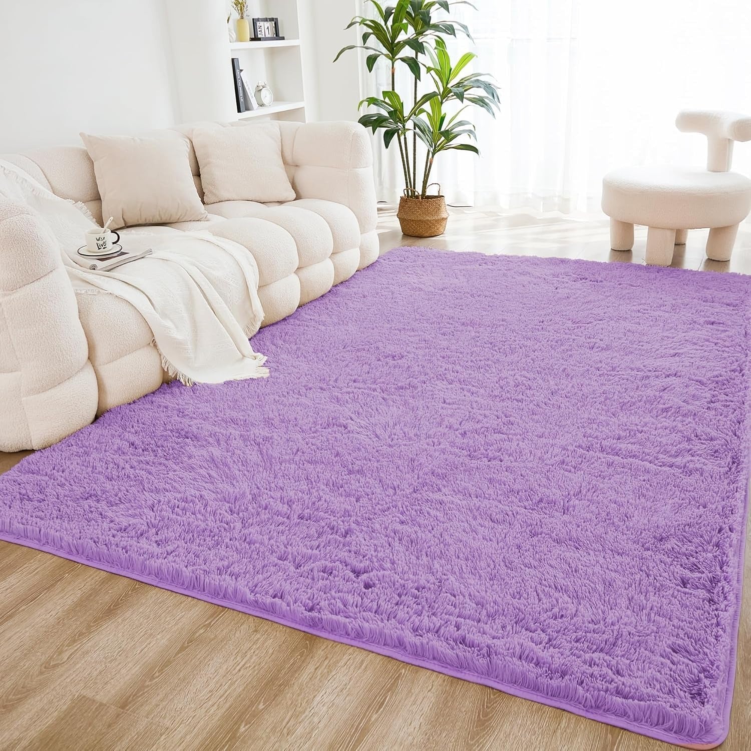 Shag Area Rug Living Room Bedroom Solid Color High Pile Playroom Dorm - LITANIKA