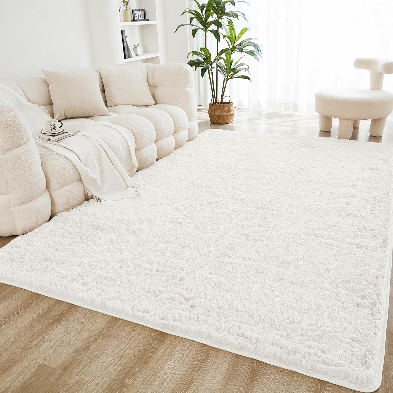 Shag Area Rug Living Room Bedroom Solid Color High Pile Playroom Dorm - LITANIKA