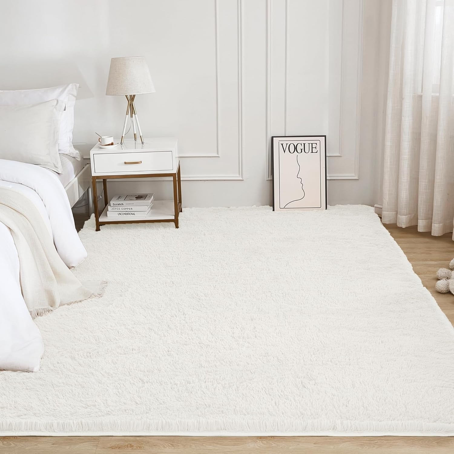 Shag Area Rug Living Room Bedroom Solid Color High Pile Playroom Dorm - LITANIKA