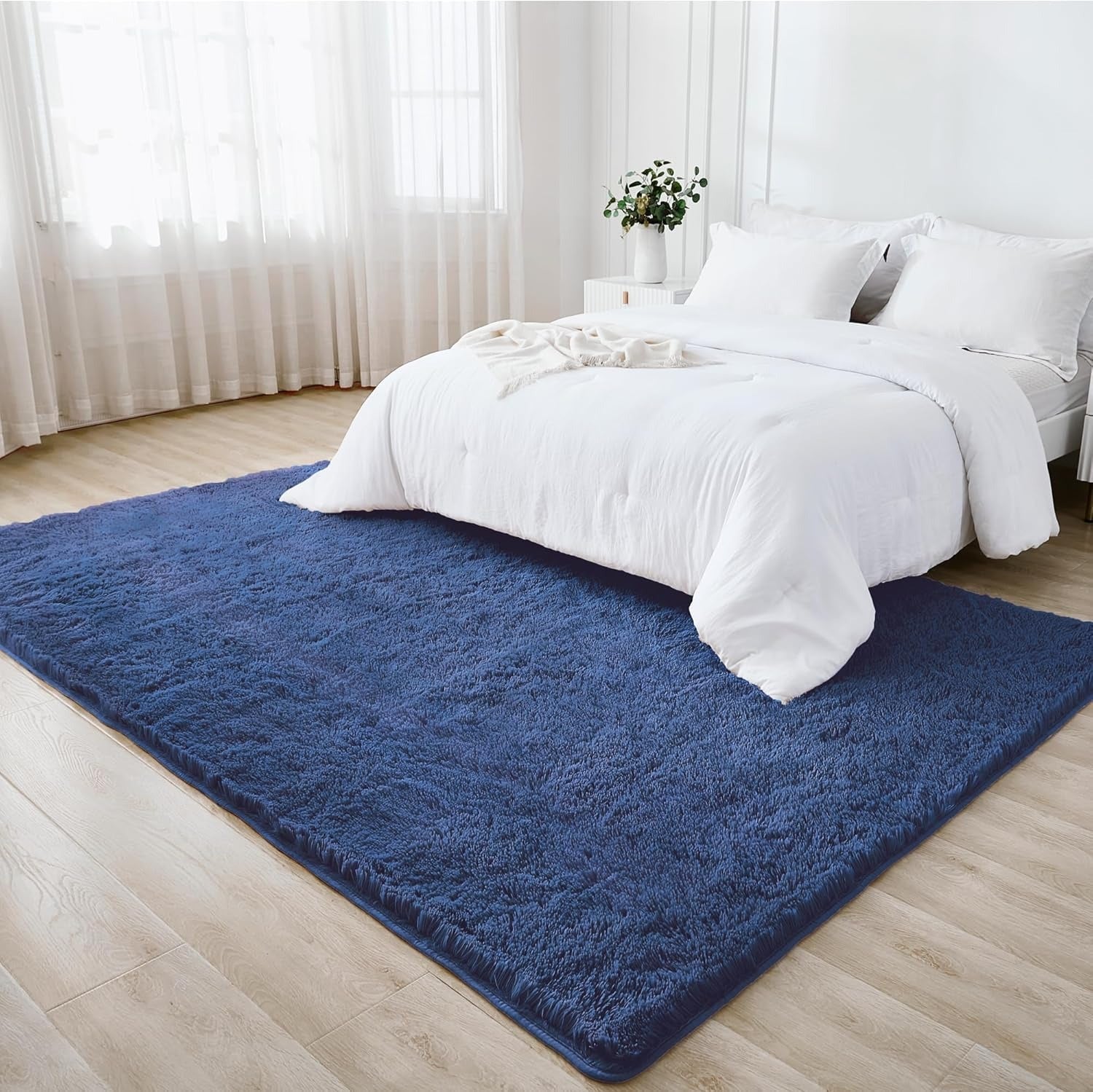 Shag Area Rug Living Room Bedroom Solid Color High Pile Playroom Dorm - LITANIKA