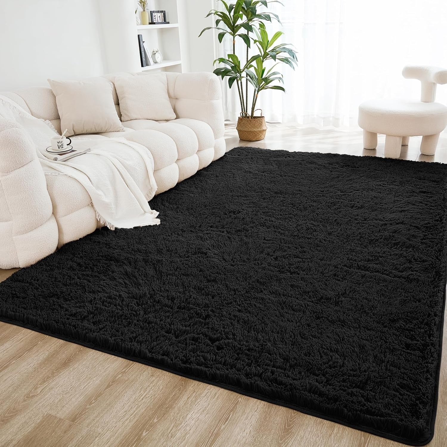 Shag Area Rug Living Room Bedroom Solid Color High Pile Playroom Dorm - LITANIKA