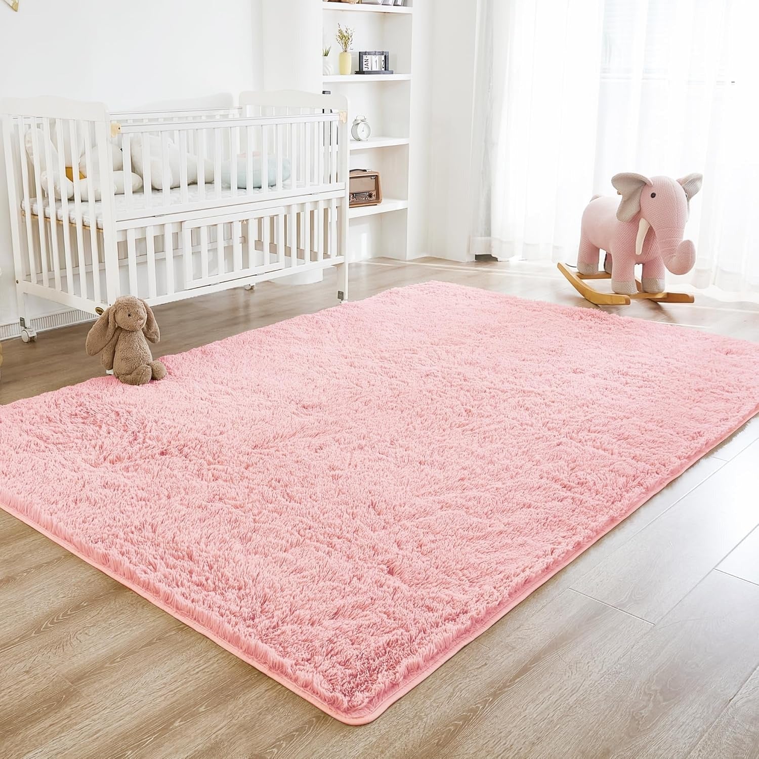 Shag Area Rug Living Room Bedroom Solid Color High Pile Playroom Dorm - LITANIKA