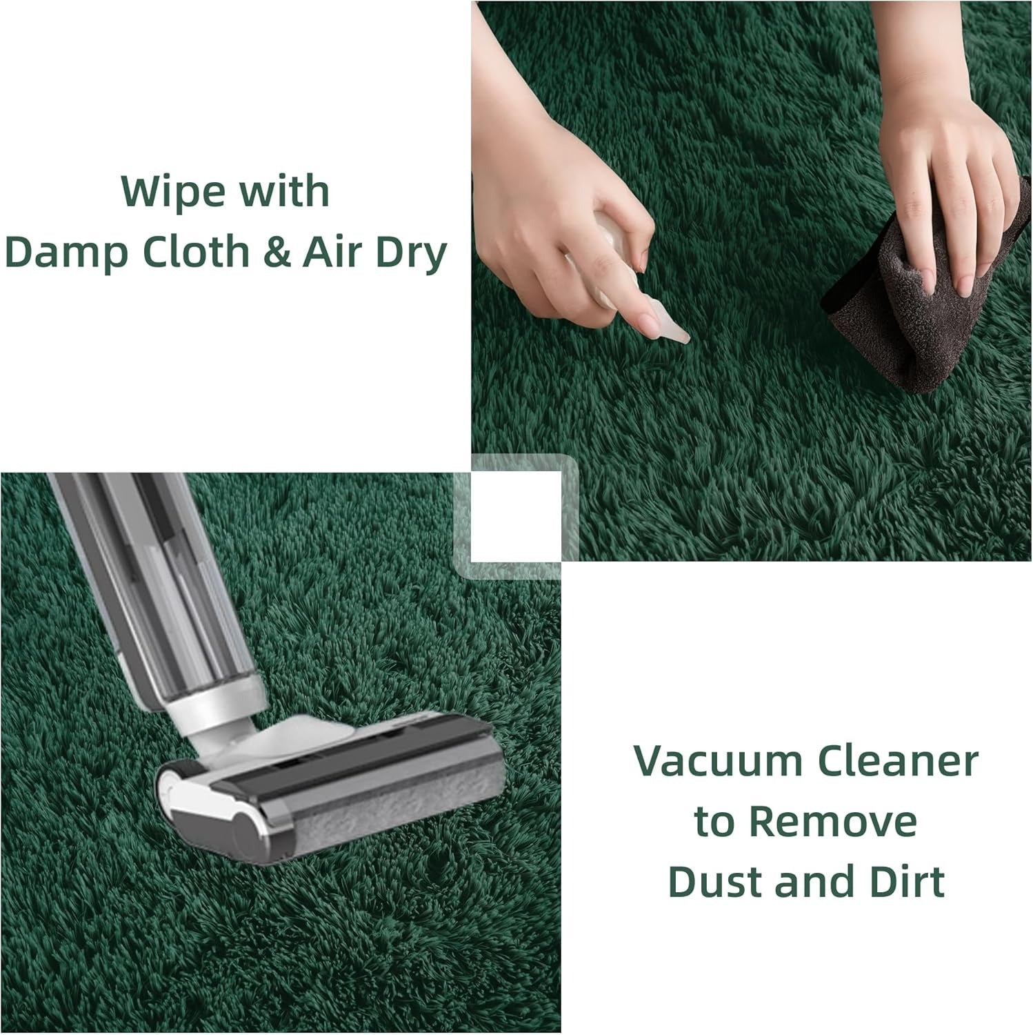 Shag Area Rug Living Room Bedroom Solid Color High Pile Playroom Dorm - LITANIKA