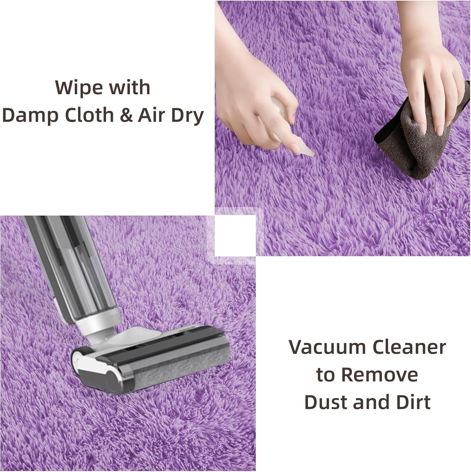 Shag Area Rug Living Room Bedroom Solid Color High Pile Playroom Dorm - LITANIKA