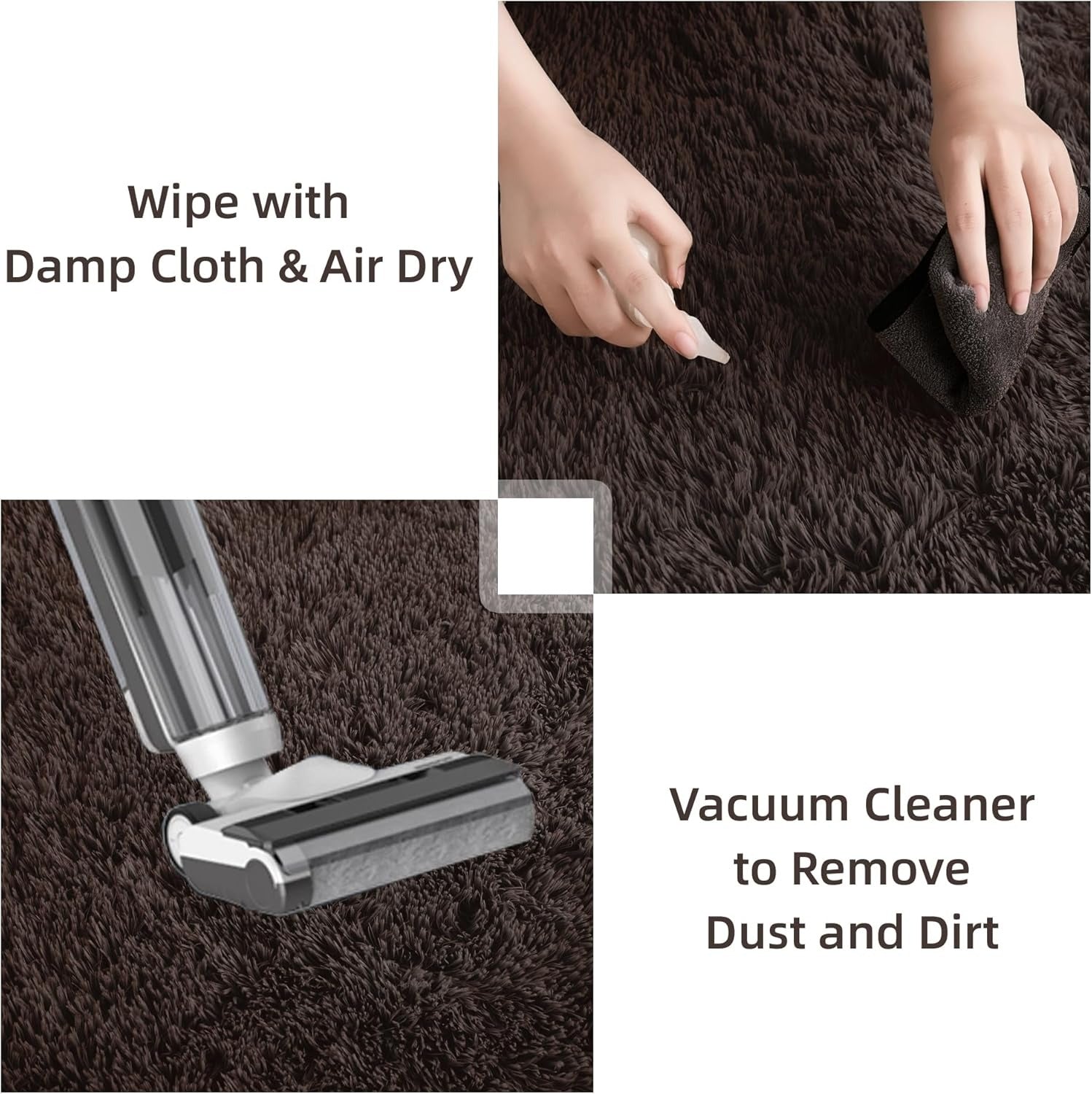 Shag Area Rug Living Room Bedroom Solid Color High Pile Playroom Dorm - LITANIKA